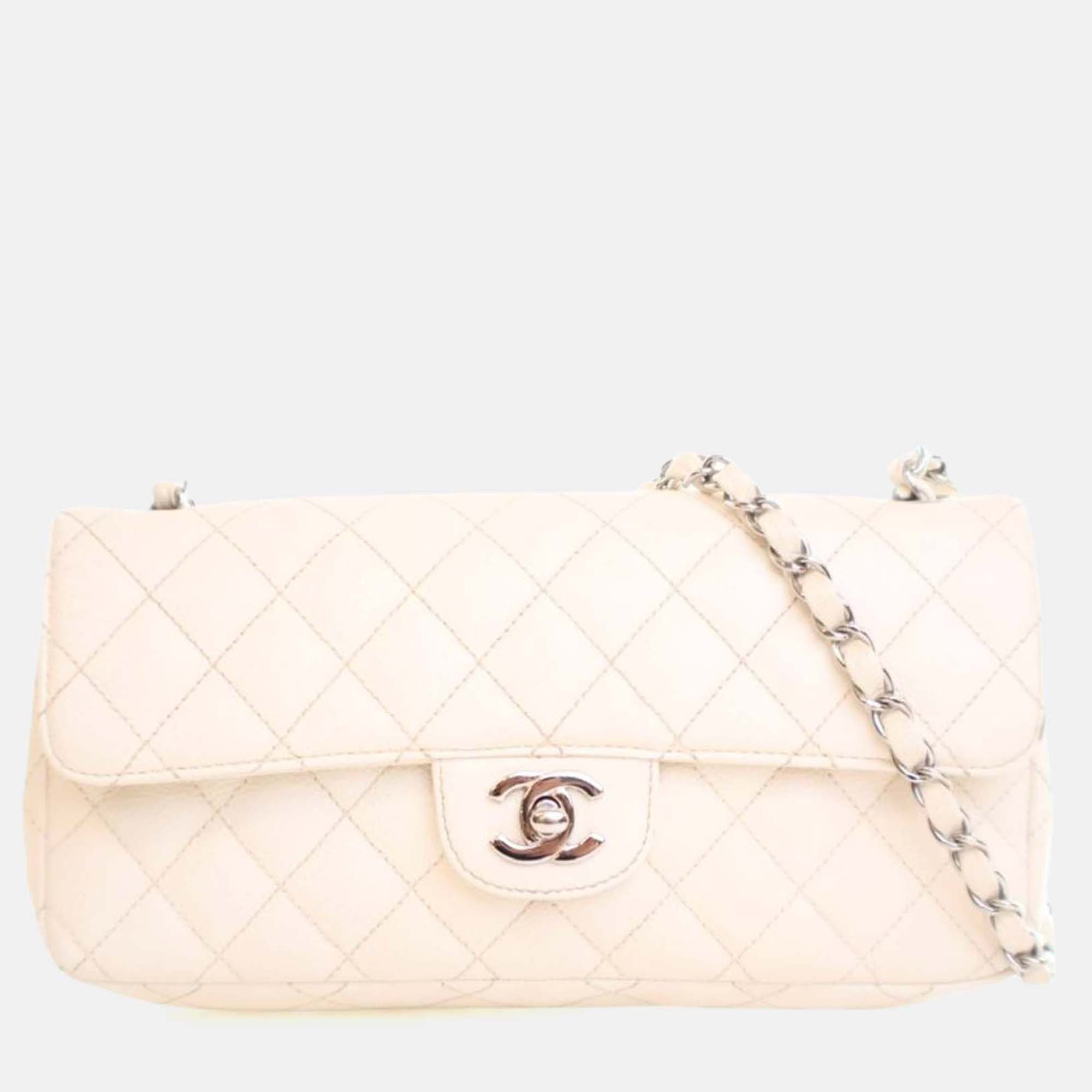 

Chanel Medium Caviar East West Single Flap Bag, Pink