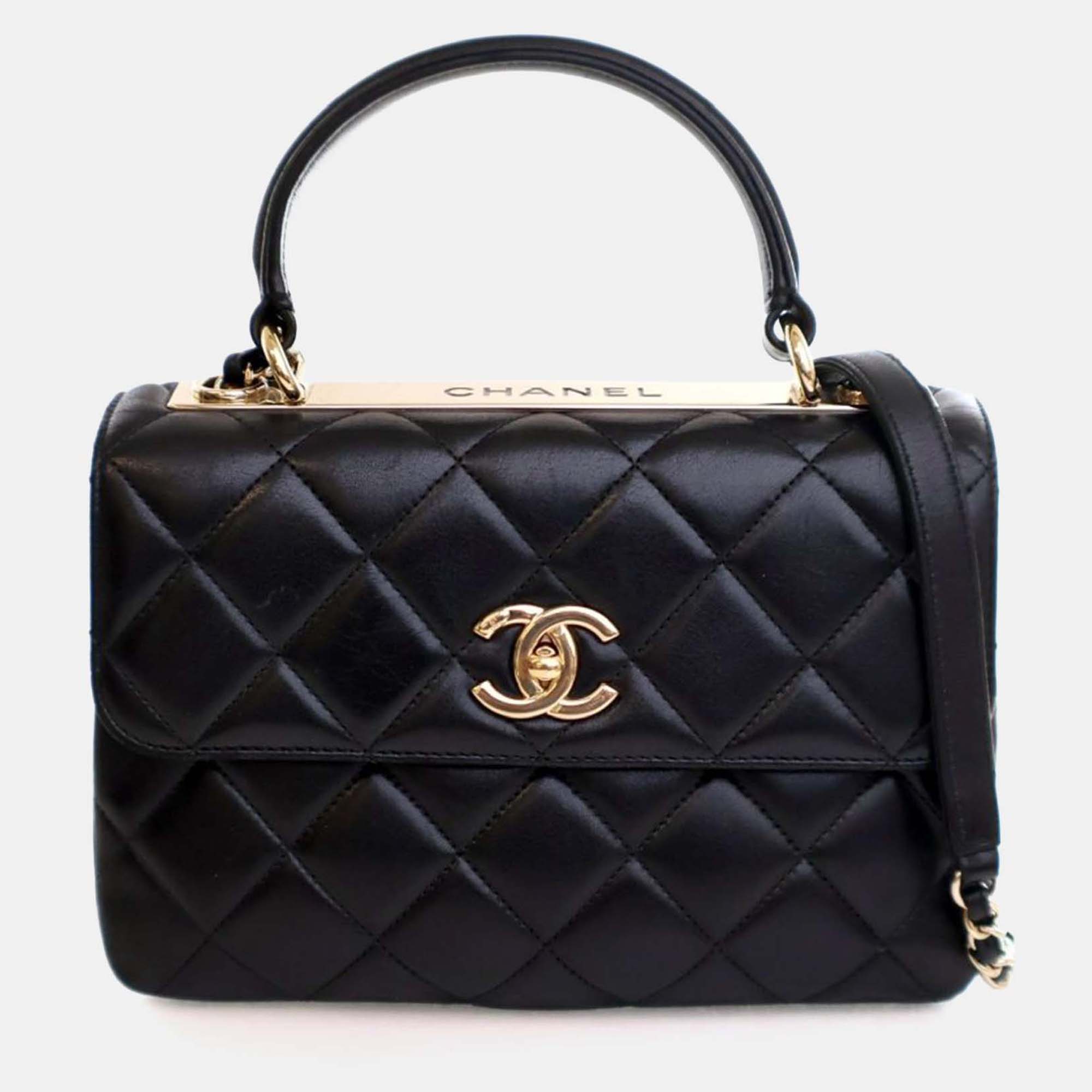 

Chanel Small Lambskin Trendy CC Top Handle Bag, Black