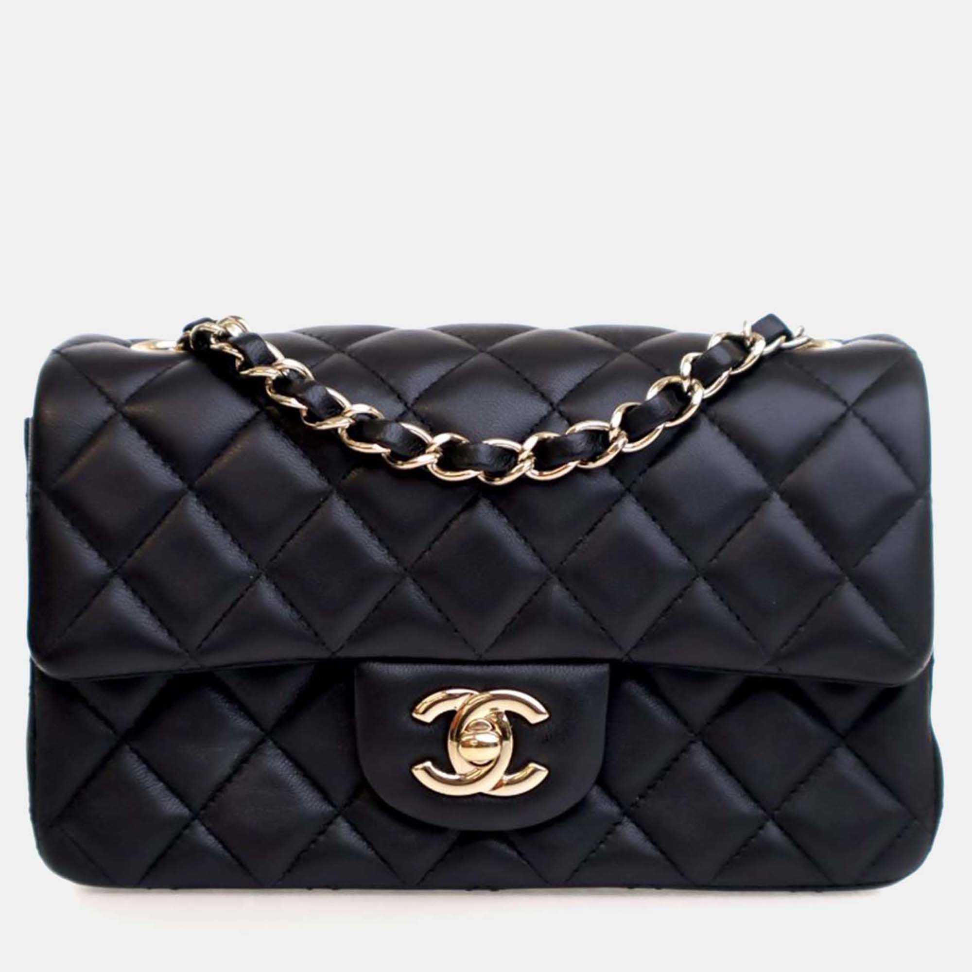 

Chanel Mini Lambskin Rectangular Classic Flap Bag, Black