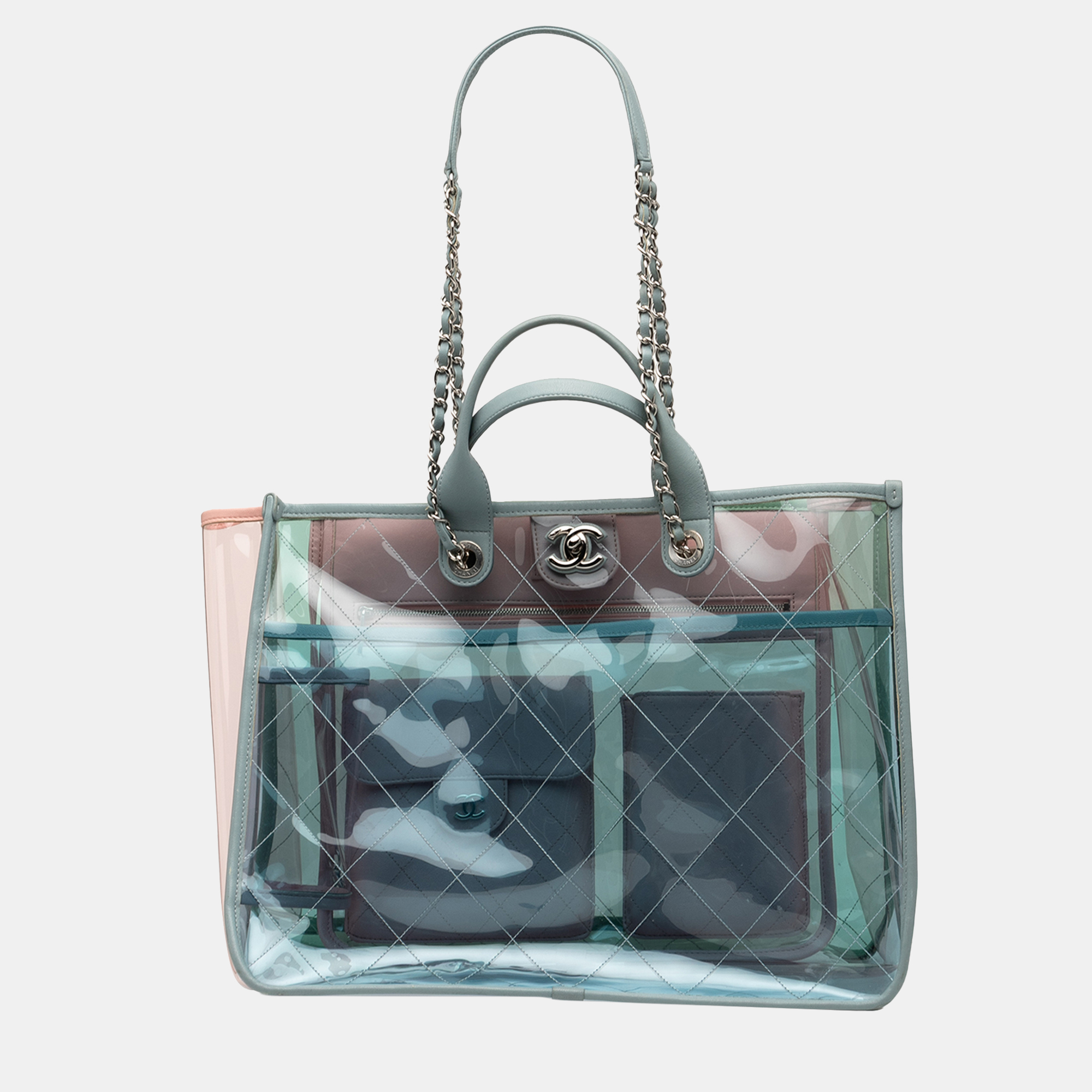 

Chanel Blue Medium Tricolor PVC and Lambskin Coco Splash Shopping Tote