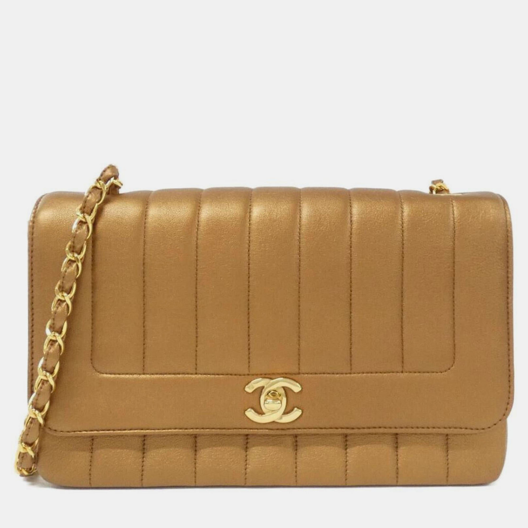 

Chanel Gold Lambskin Leather Shoulder Bag