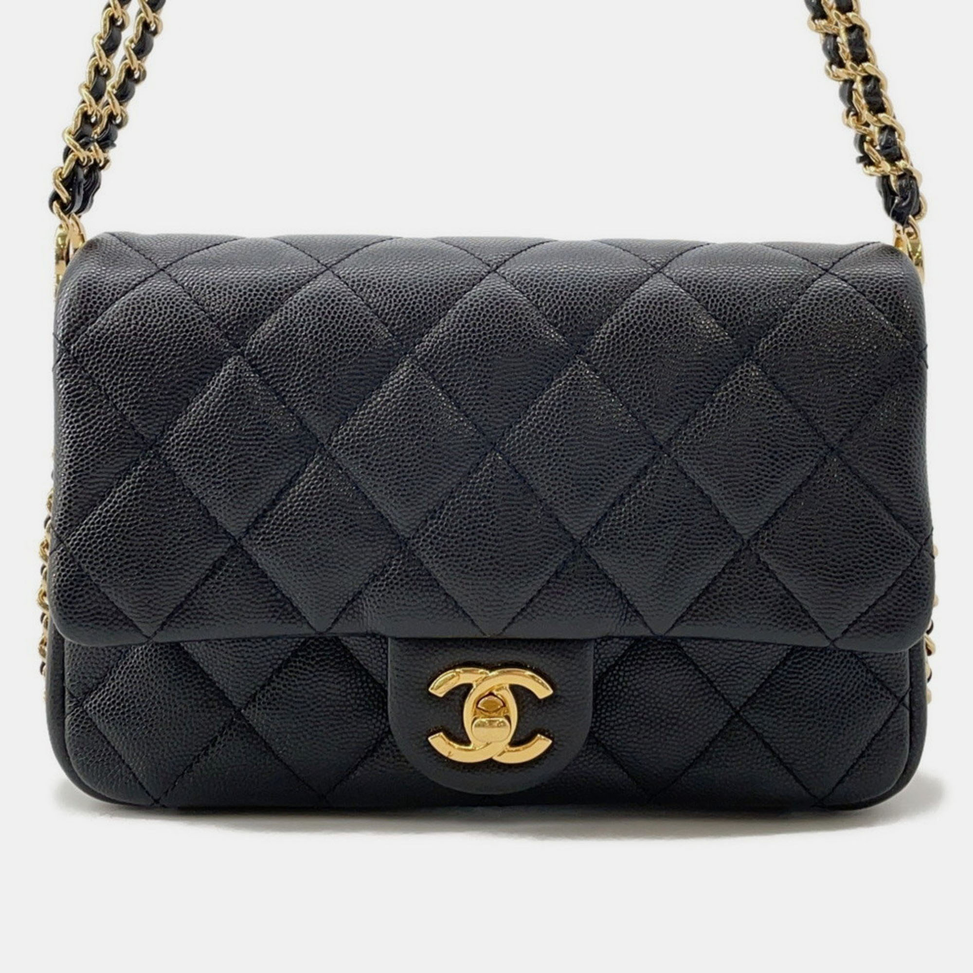 

Chanel Mini Matelasse Caviar Leather Chain Shoulder Bag Black