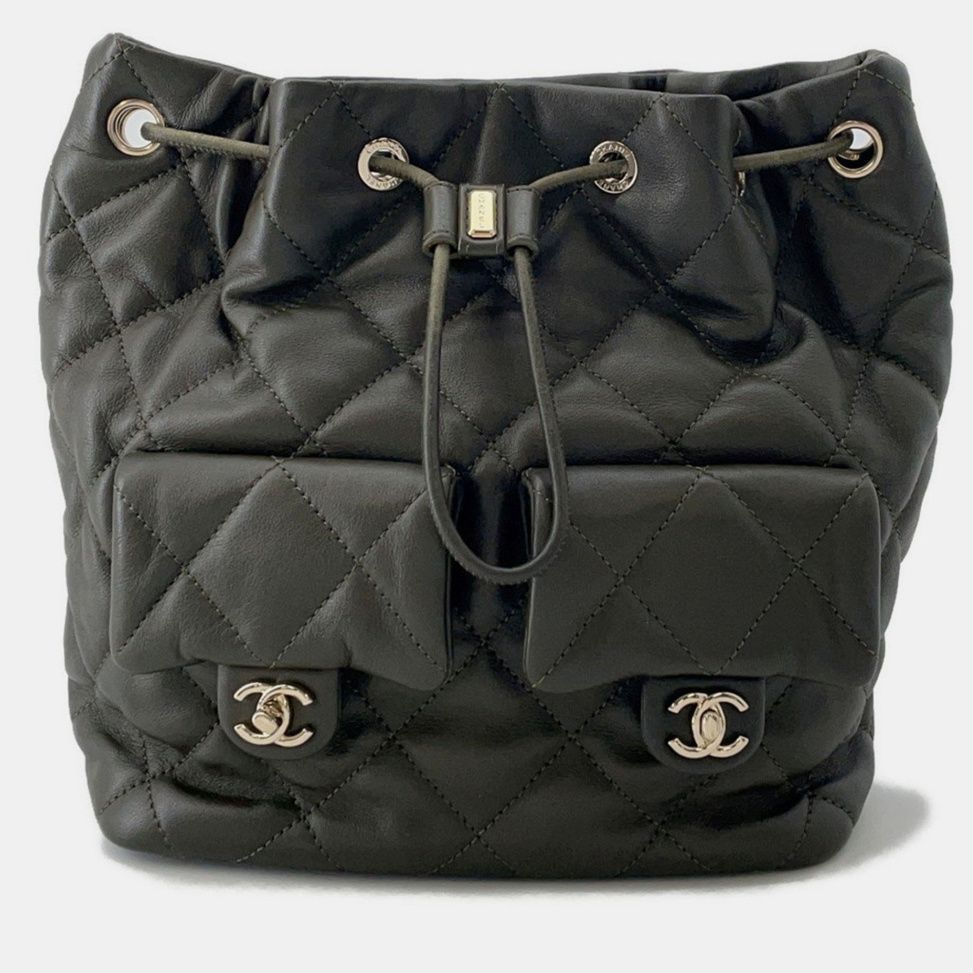 

Chanel Matelasse Coco Mark Black Lambskin Backpack