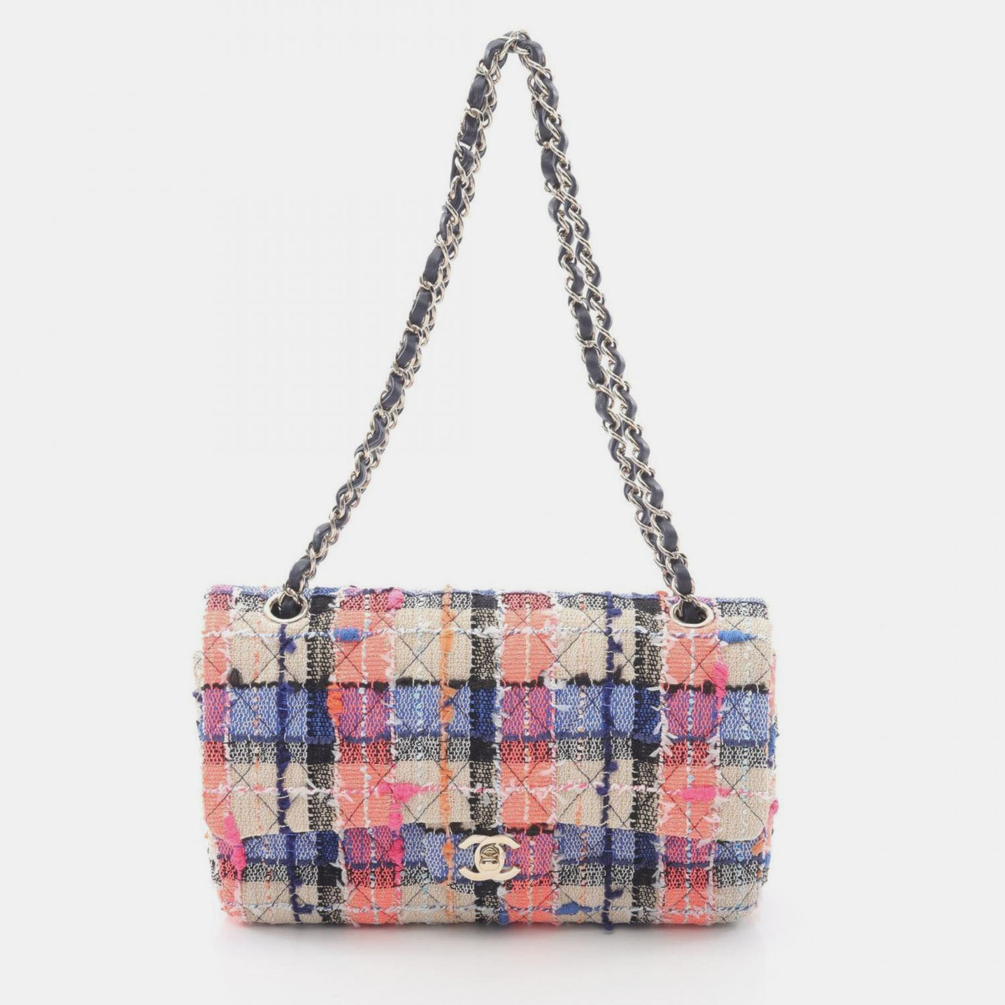 

Chanel Matelasse Double Flap Shoulder Bag Fabric And Leather Beige Multicolor