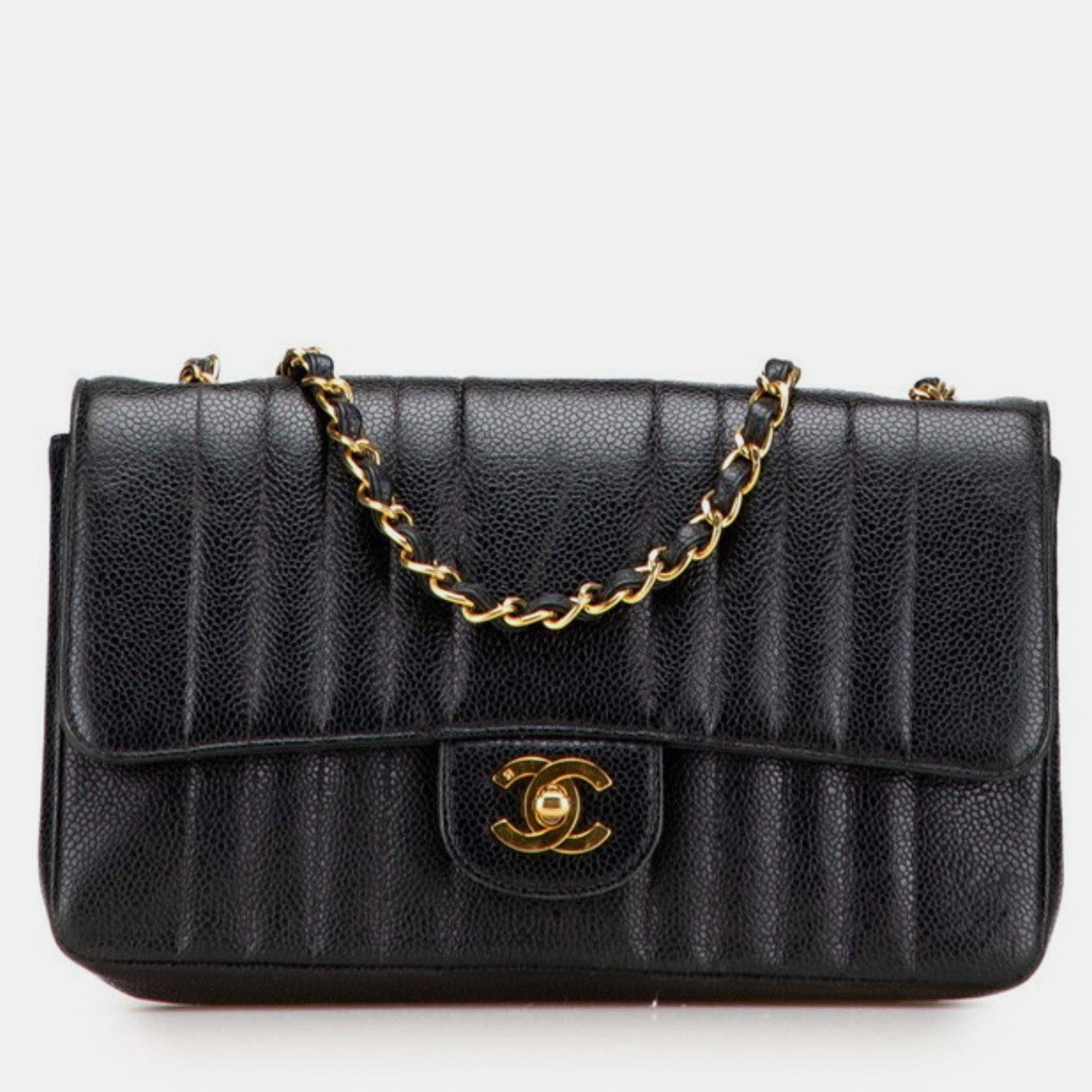 

Chanel Mademoiselle Coco Mark Chain Shoulder Bag In Black Caviar Skin