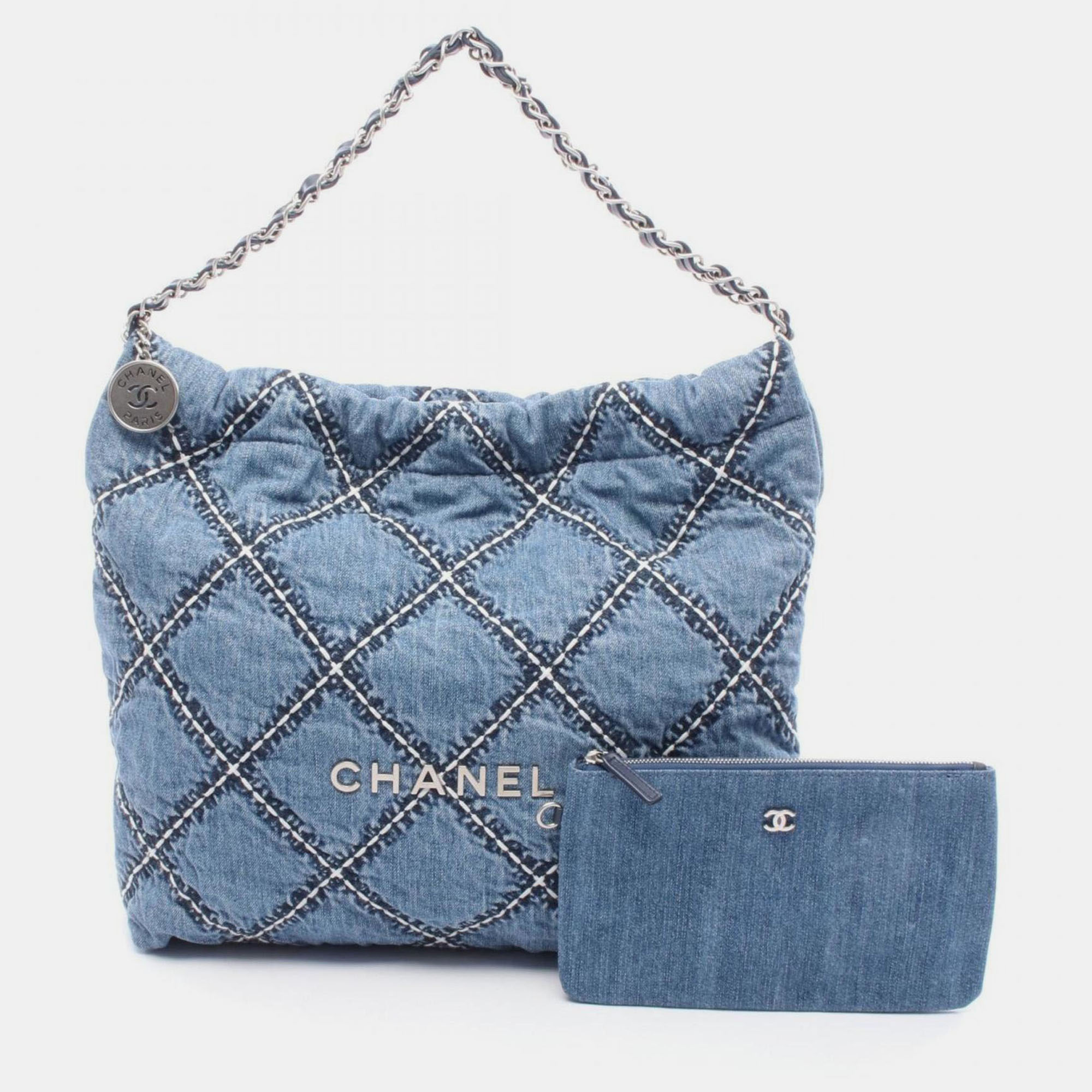 

Chanel 22 Tote Bag Denim And Leather Navy, Blue