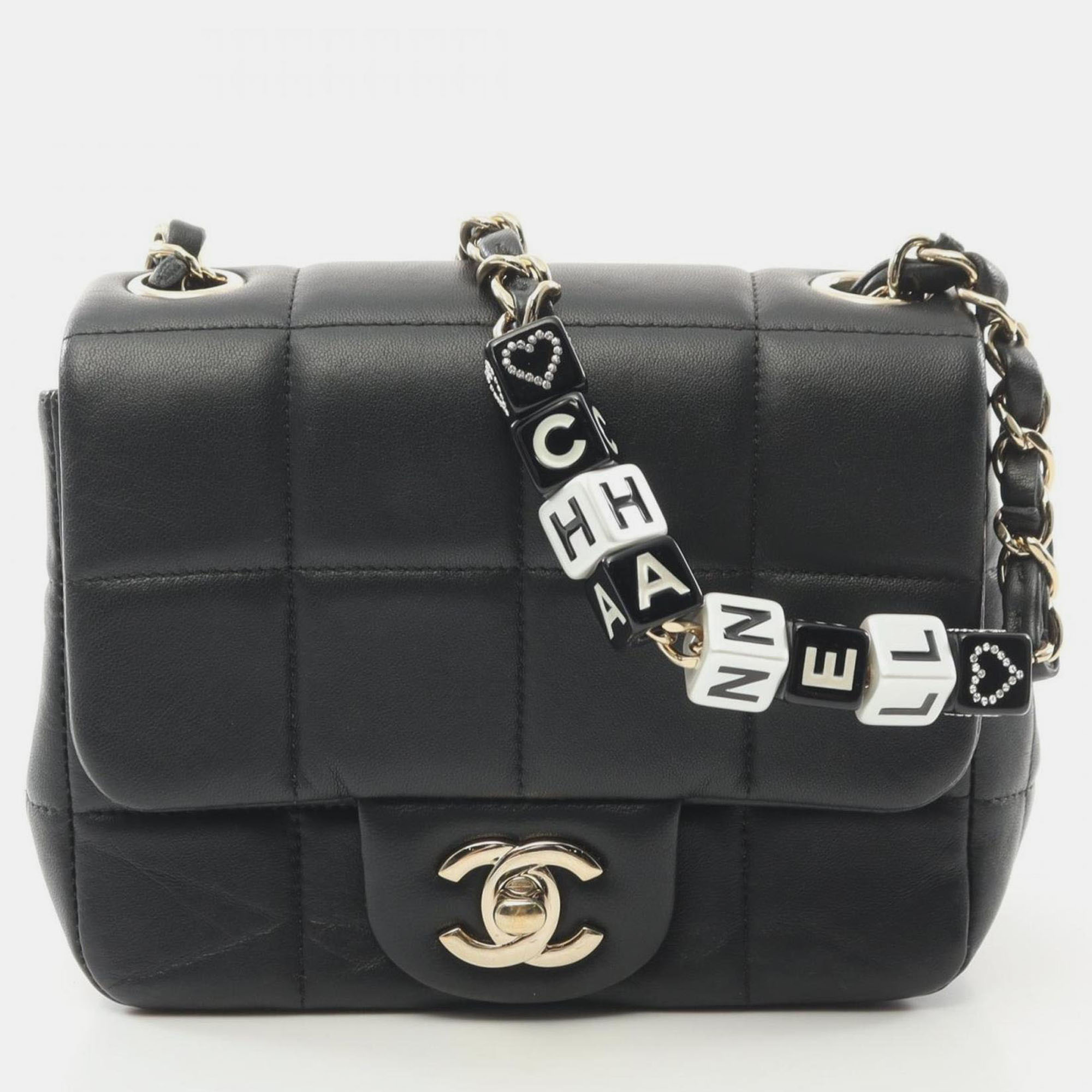 

Chanel Chocolate Bar Mini Flap Shoulder Bag Lambskin (Sheepskin) Black