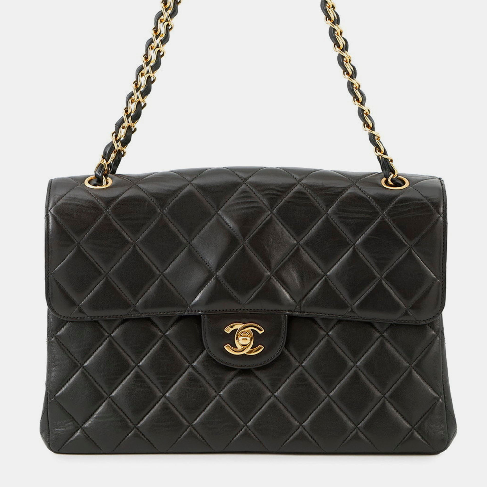 Pre-owned Chanel Chain Shoulder Bag Matelasse Double-face Lambskin Black