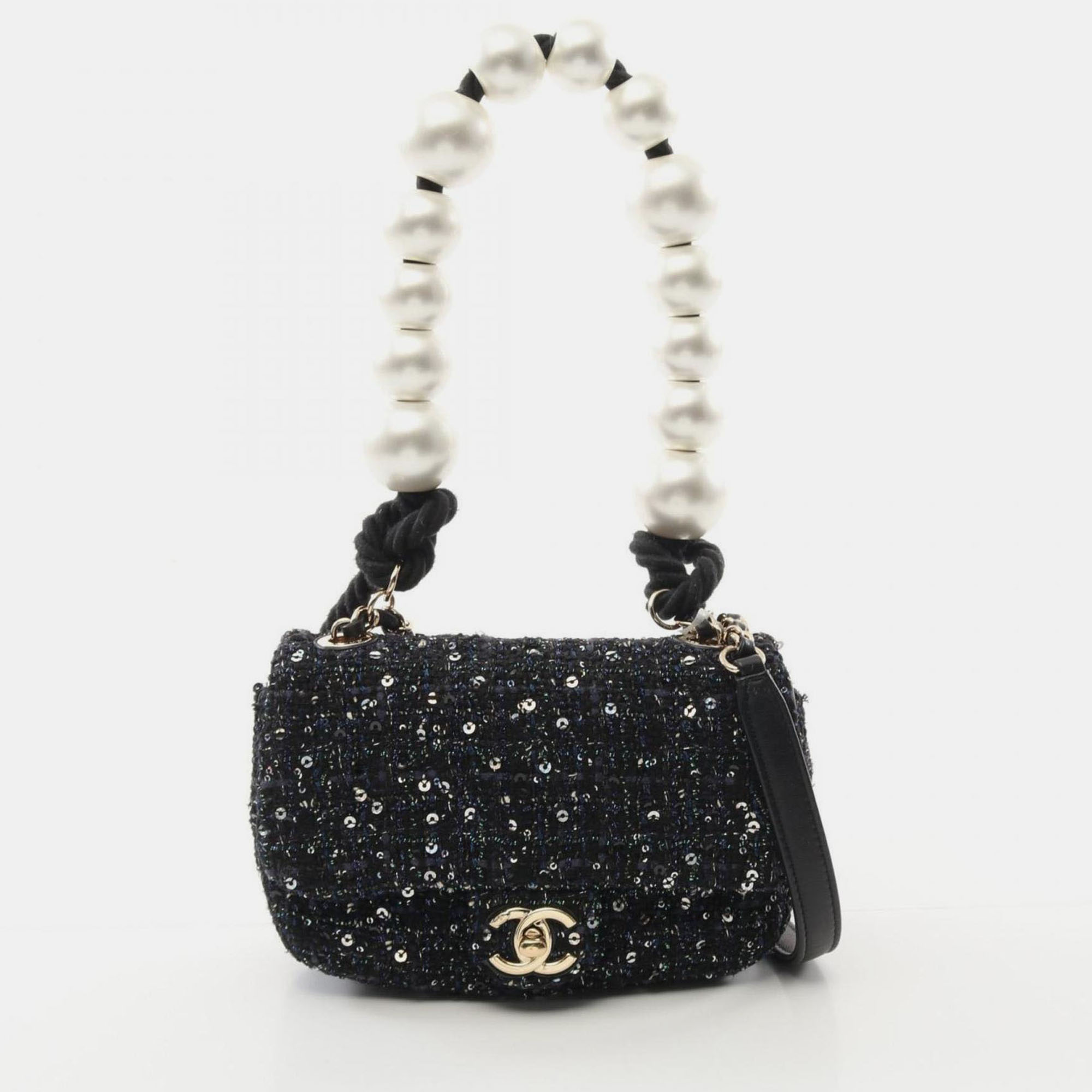 

Chanel Coco Mark Faux Pearl Shoulder Bag Fabric Navy, Navy blue