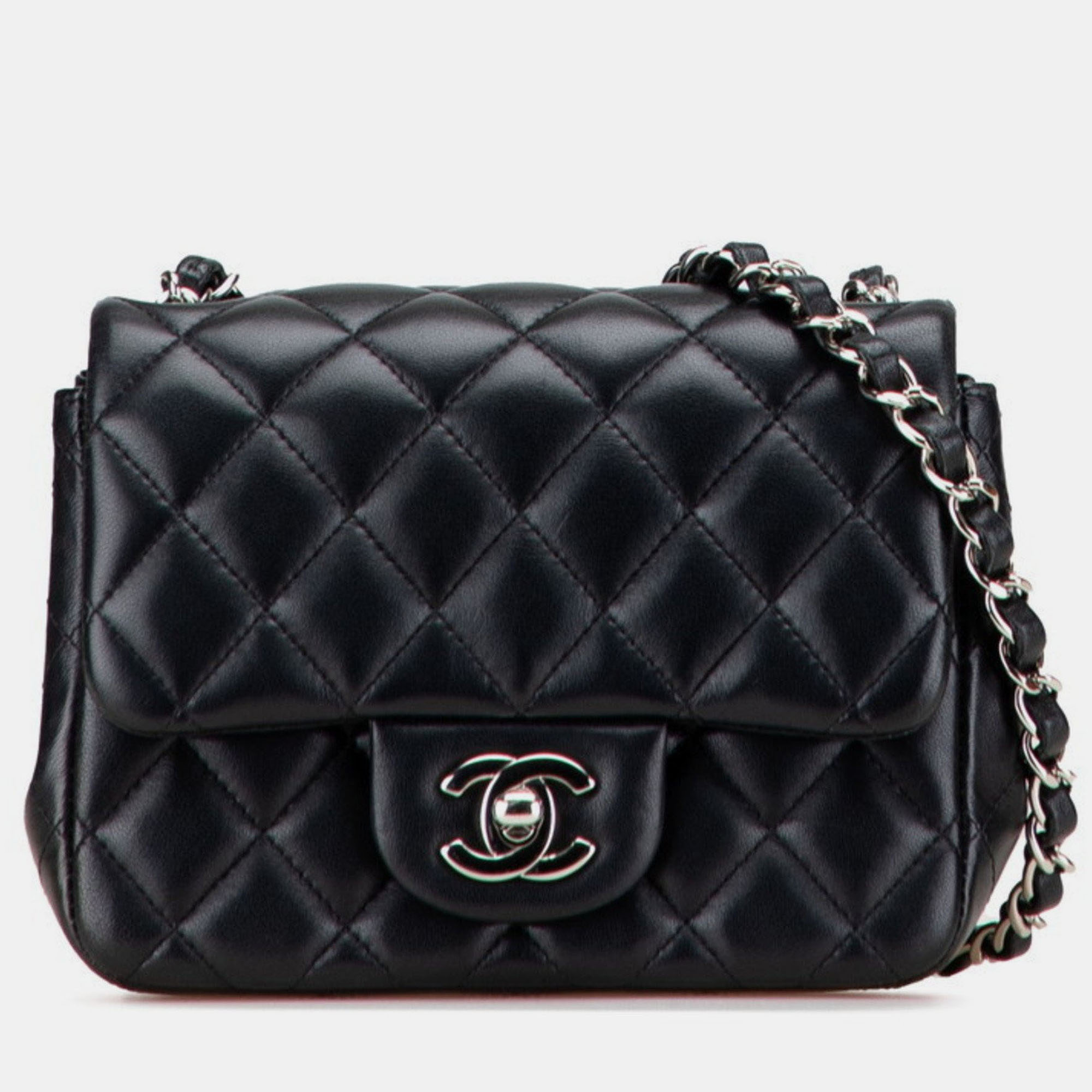 

Chanel Matelasse Coco Mark Mini Chain Shoulder Bag In Black Lambskin