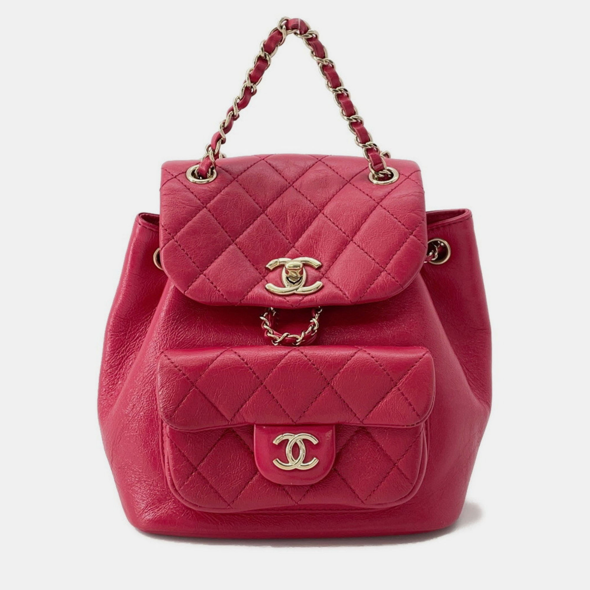 Click to view more detailed imagery on our partner's website Pre-owned Chanel Backpack Matelasse Coco Mark Dumas Leather In Red