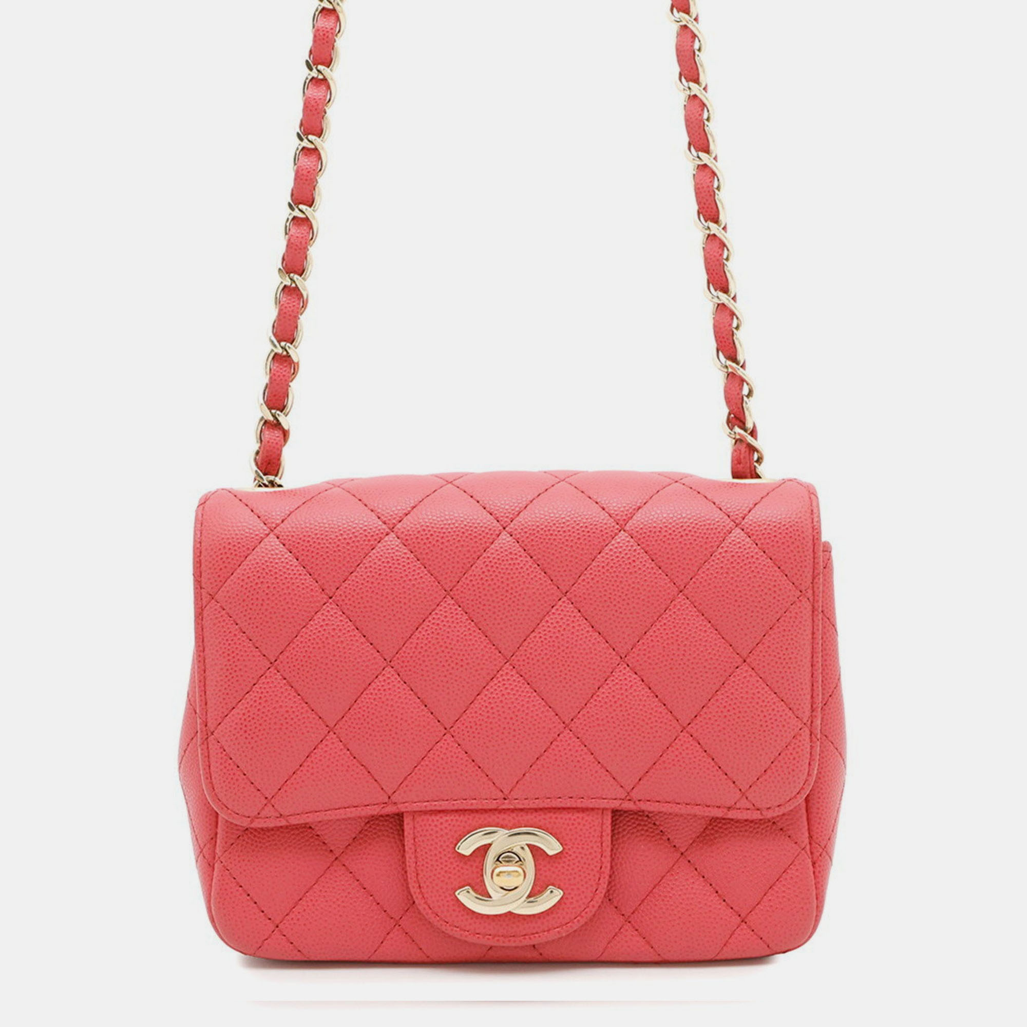 

Chanel Chain Shoulder Bag Mini Matelasse Coco Mark Caviar Skin, Pink