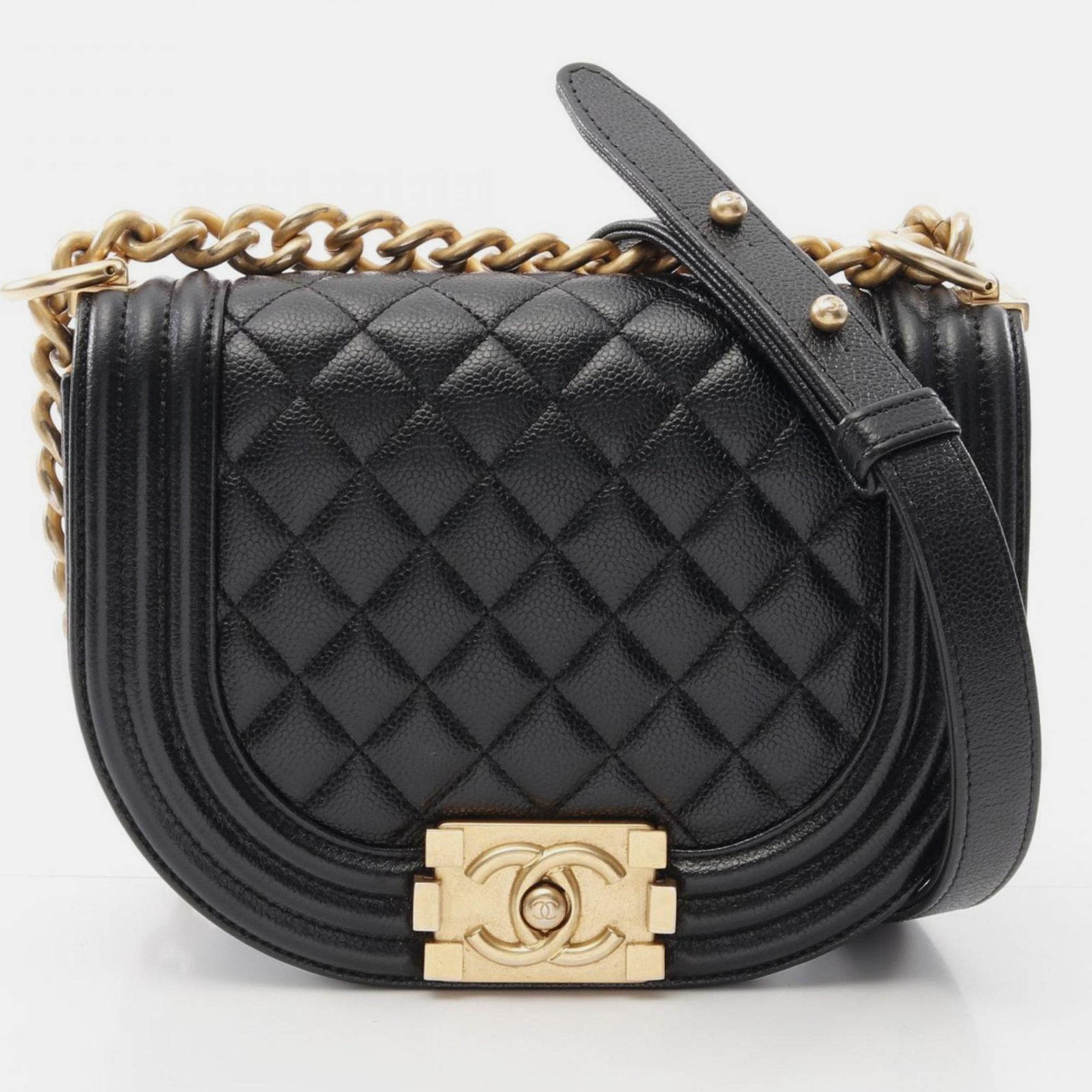 

Chanel Boy Chanel Shoulder Bag In Grained Calfskin Leather Black