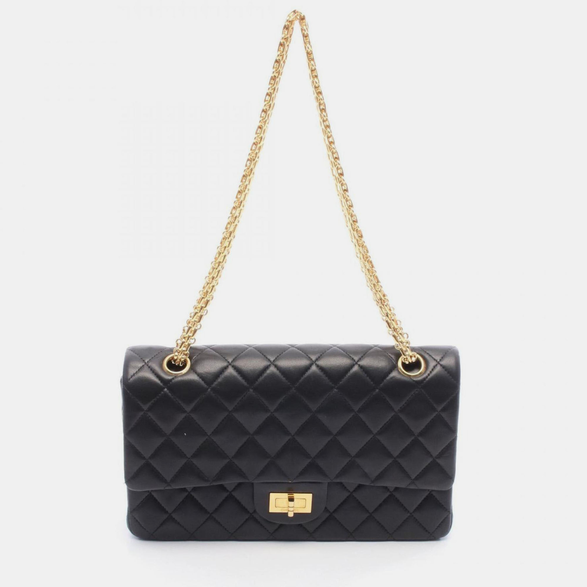 

Chanel 2.55 Matelasse Mademoiselle Chain Shoulder Bag In Lambskin Leather Black