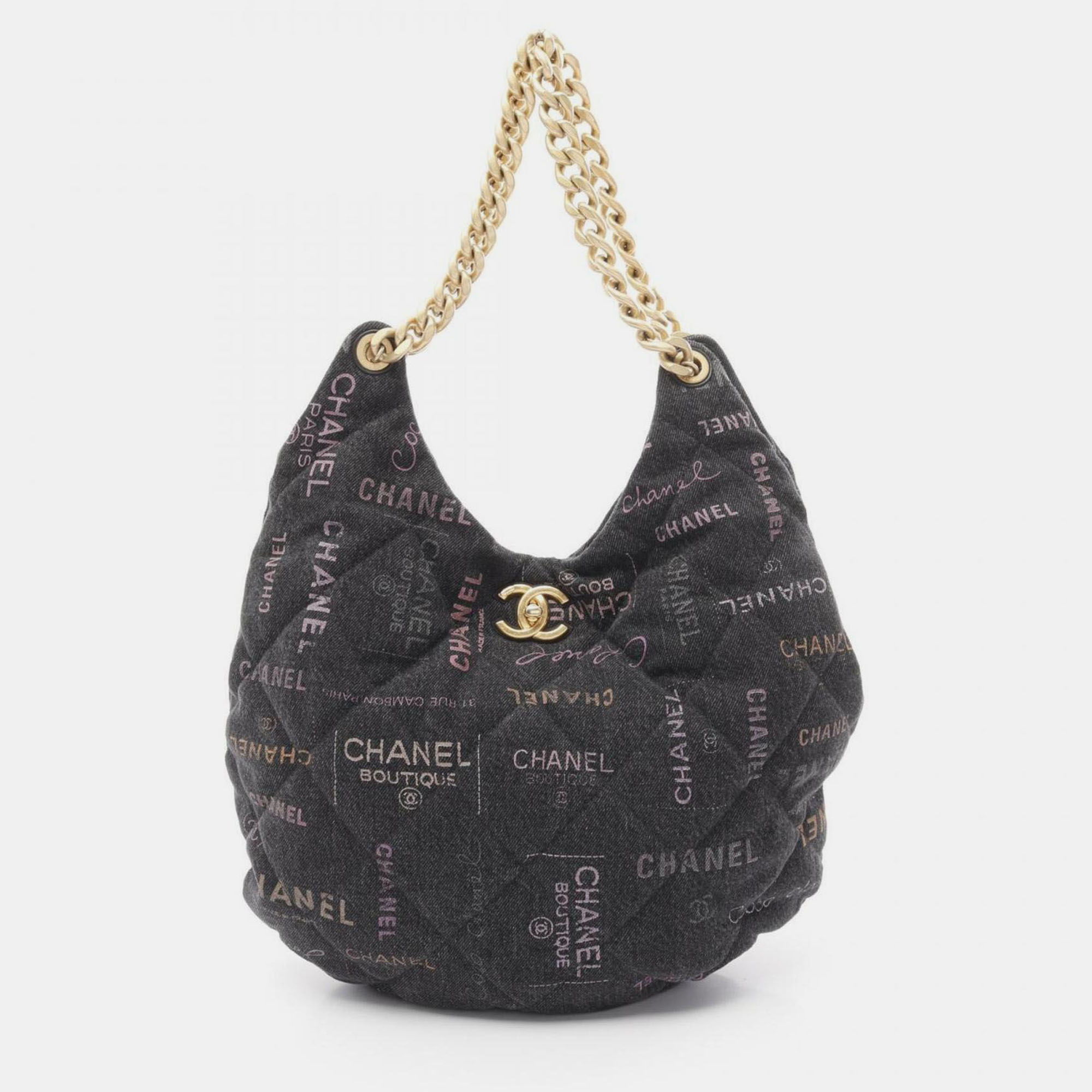 Pre-owned Chanel Matelasse Hobo Shoulder Bag Denim Black Multicolor