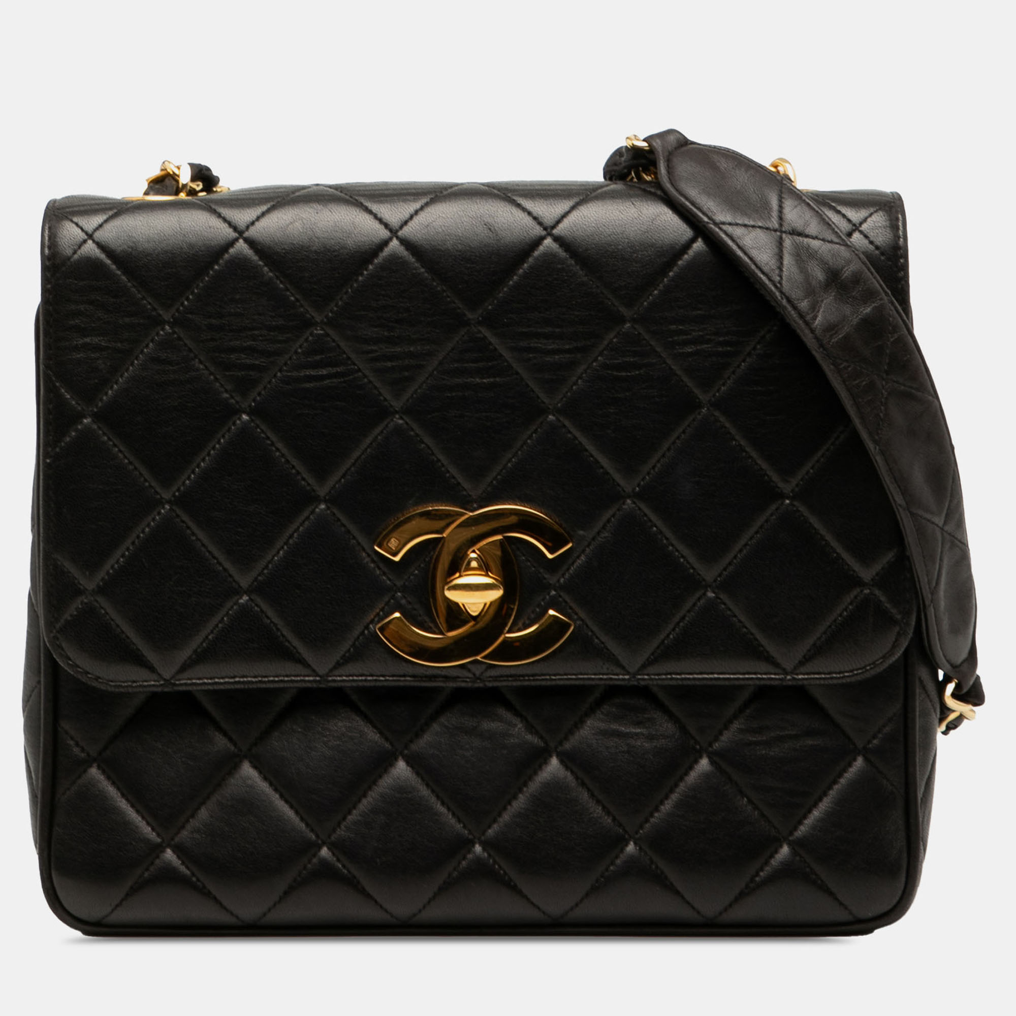 

Chanel Black Quilted Lambskin  Square Flap