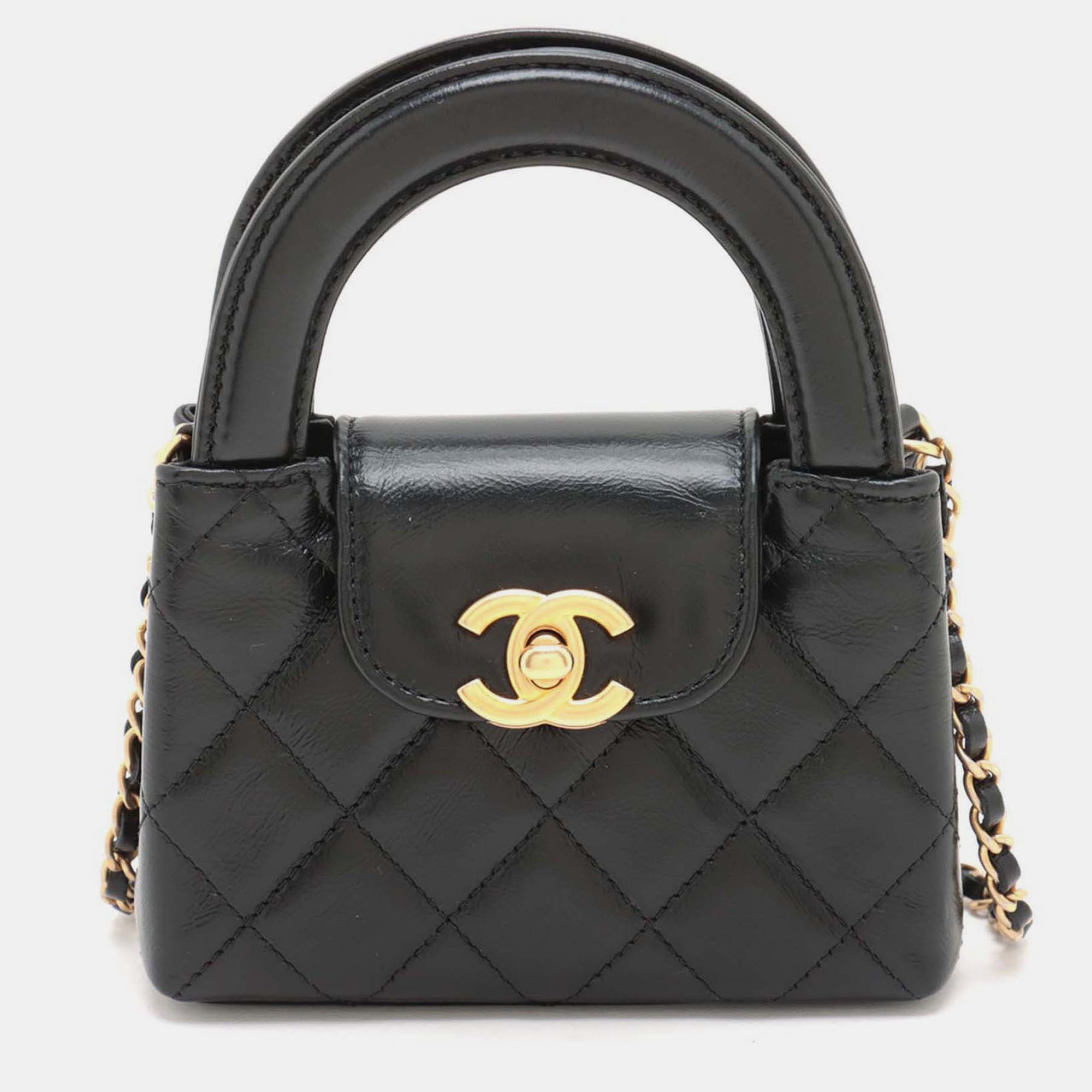 

Chanel Black Mini Nano Aged Calfskin Kelly Shopper Bag