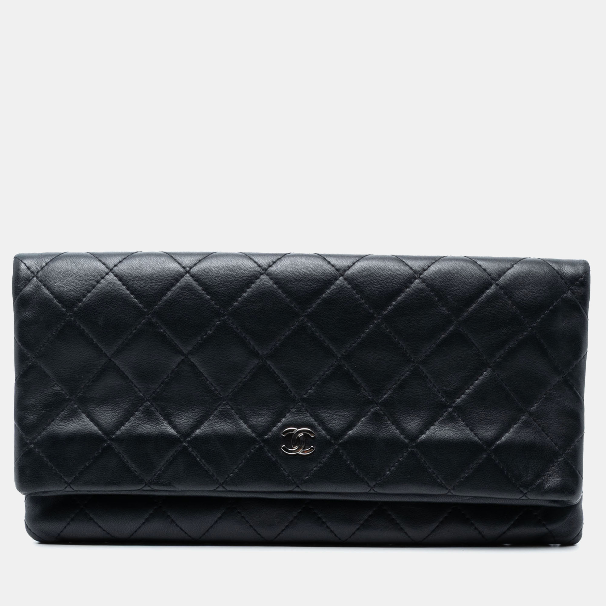 

Chanel Black Quilted Lambskin CC Beauty Foldover Clutch