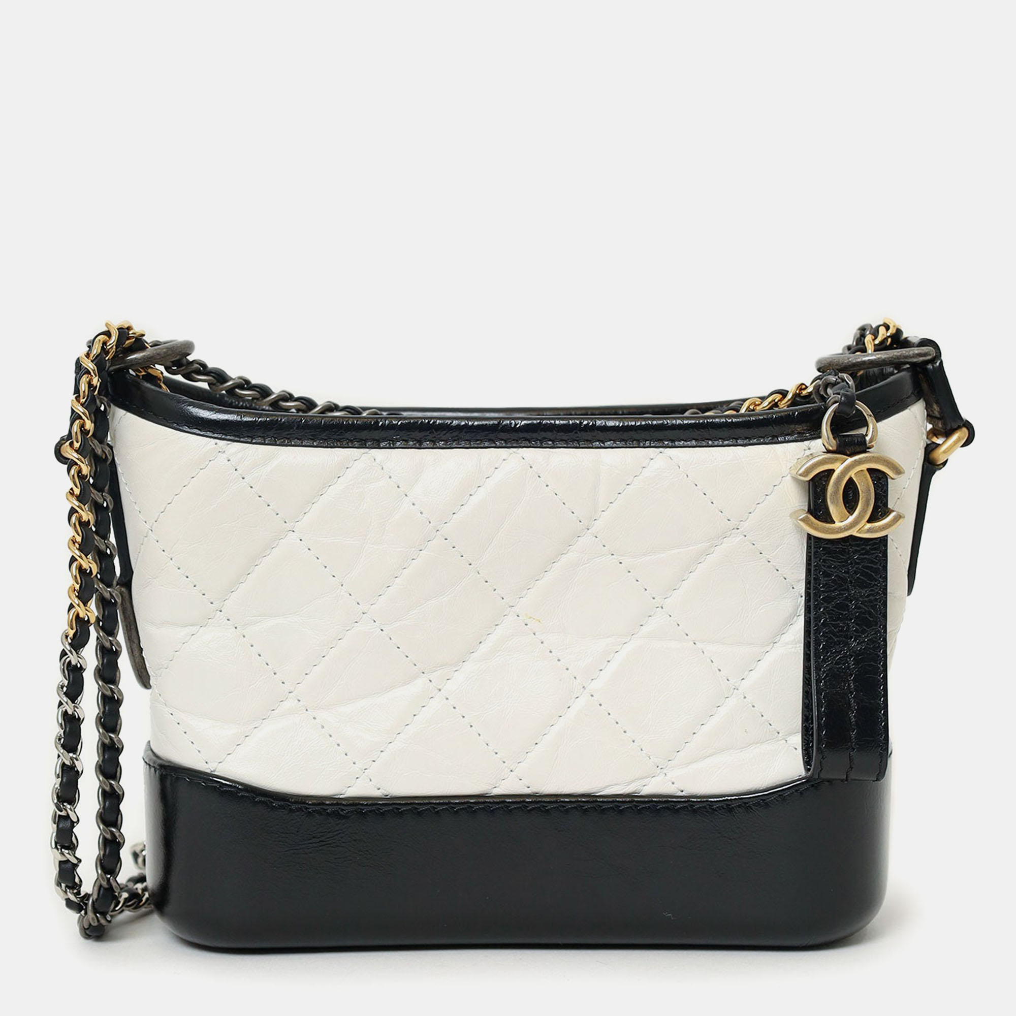 

Chanel 2018 Black/White Lambskin Leather Small Gabrielle Bag