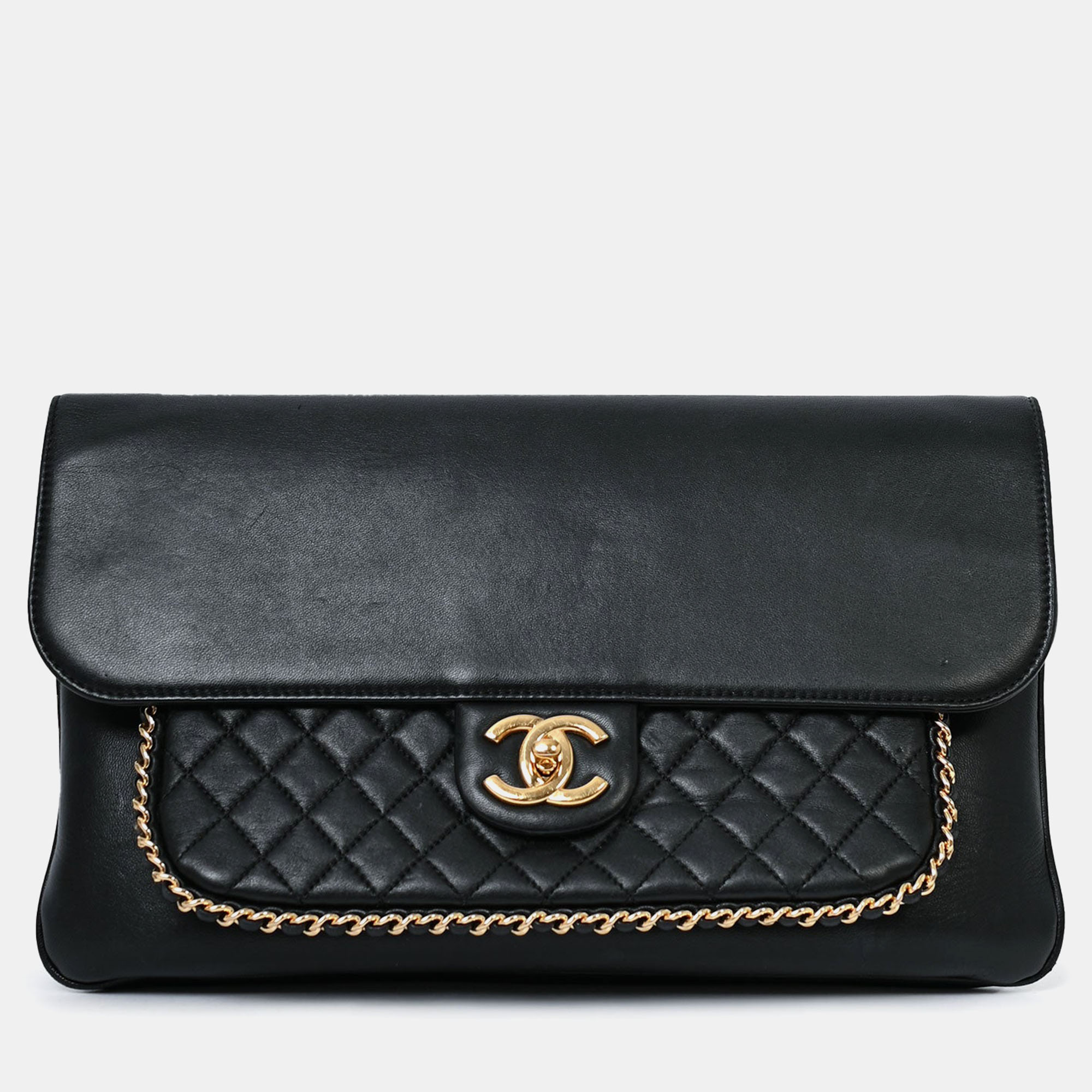 

Chanel 2017/18 Black Lambskin 'Unchained' CC Clutch