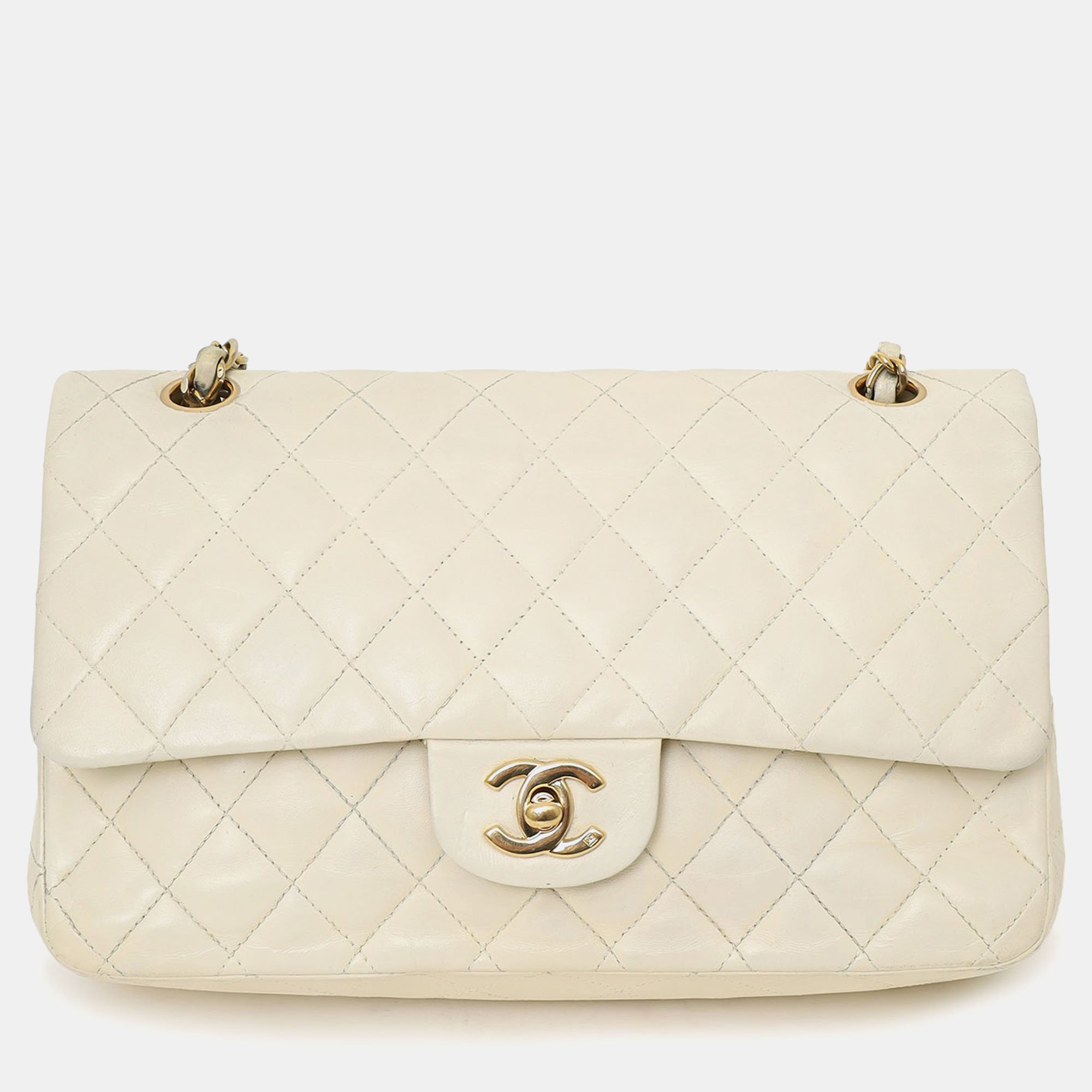 

Chanel 2003-04 White Lambskin Medium Double Flap Bag