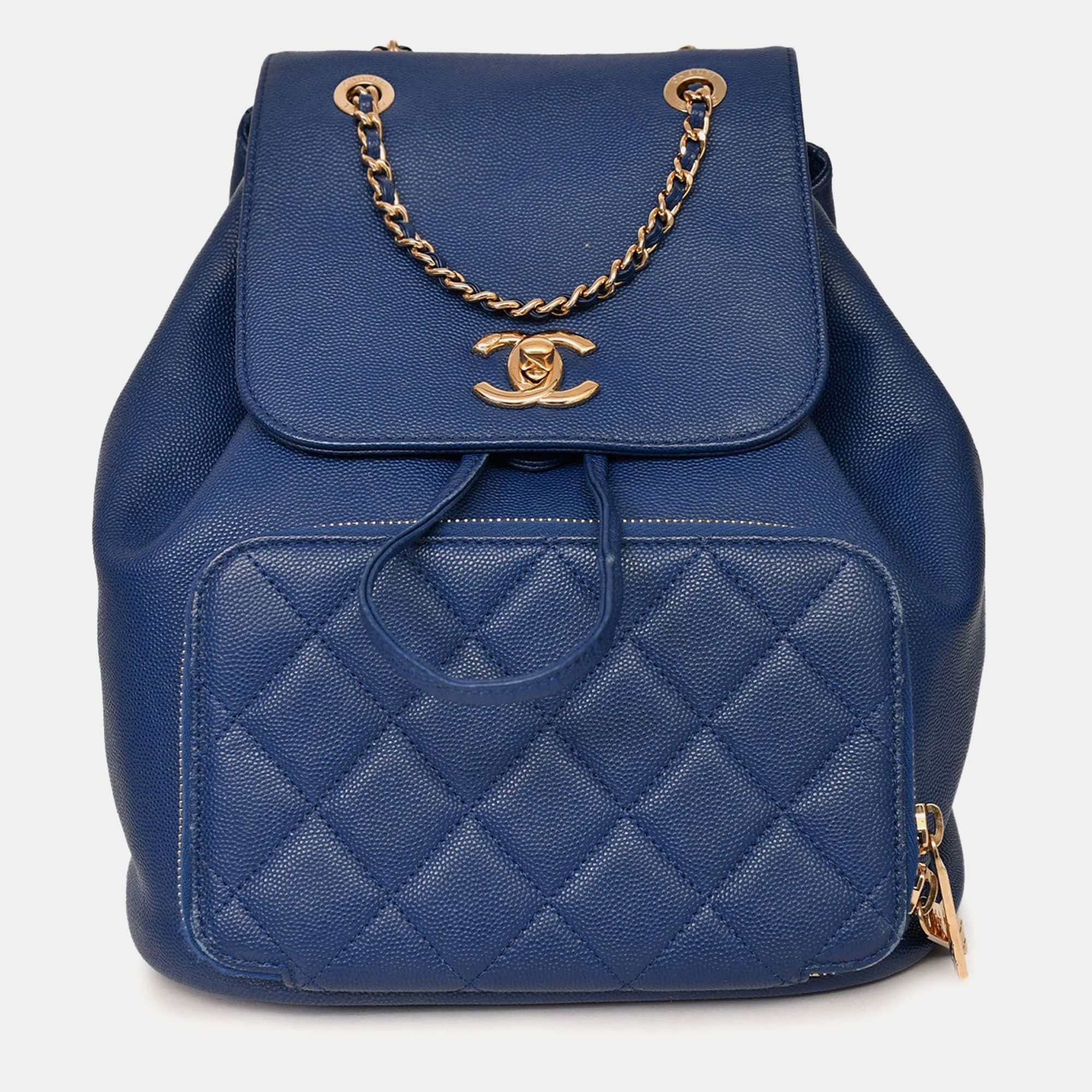 Pre-owned Chanel 2017 Blue Caviar Leather Business Affinity Ghw Backpack