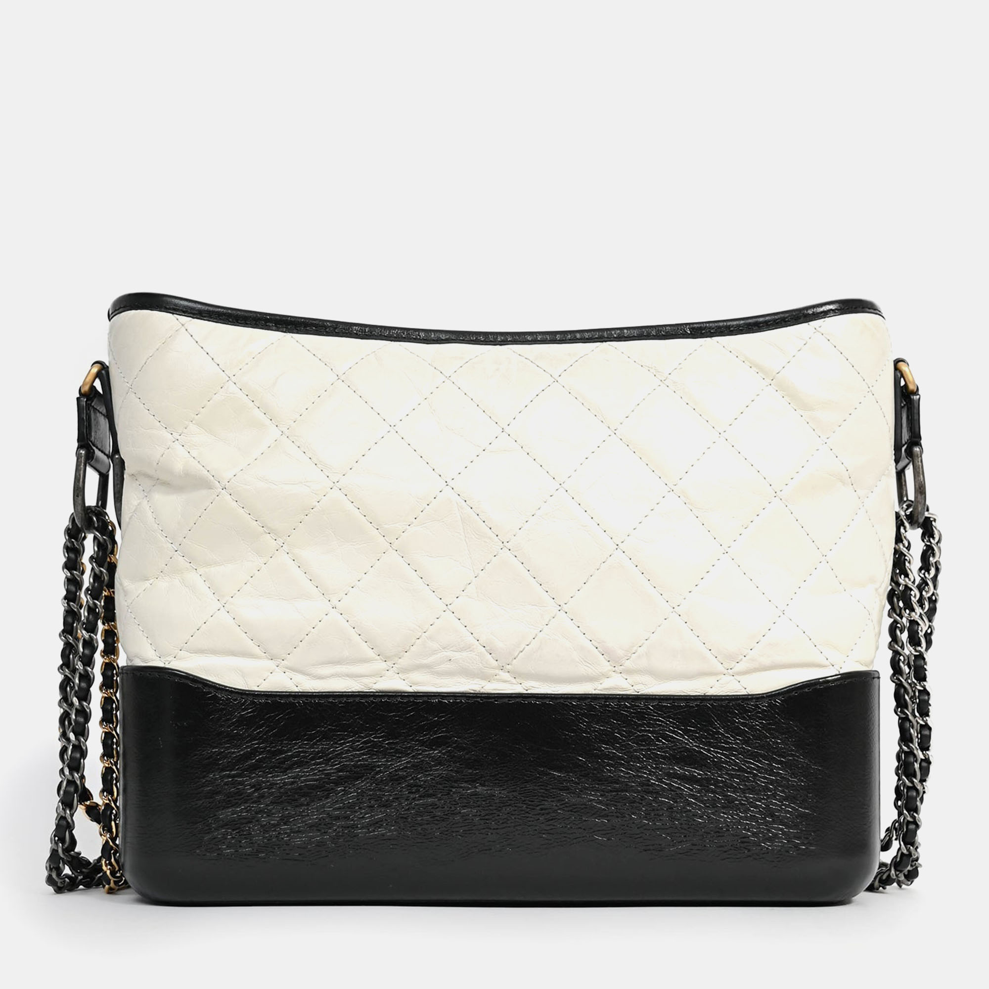 

Chanel 2017 White/Black Leather 'Gabrielle' Multichain Hobo Bag