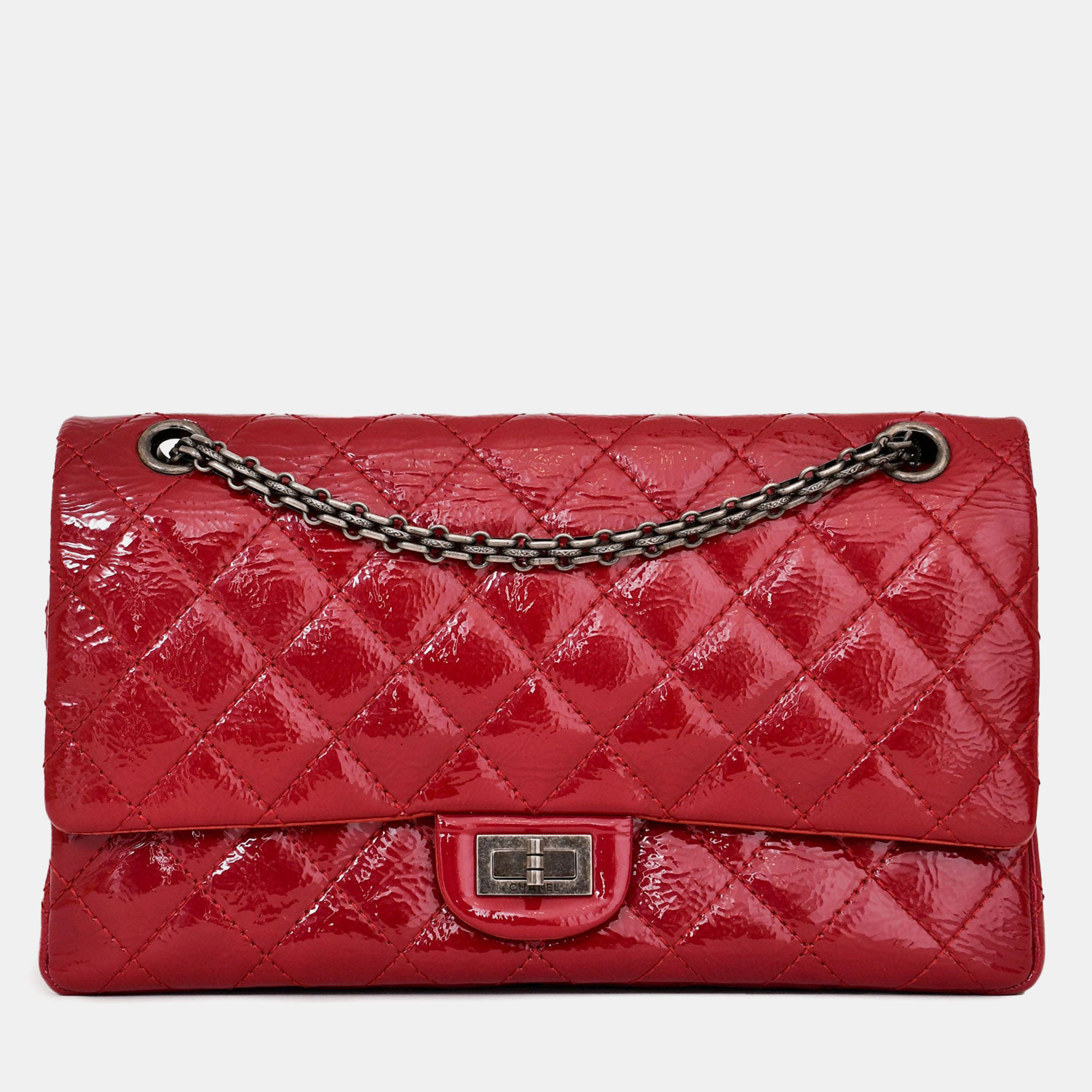 

Chanel 2010-11 Red Patent Leather Reissue 226 2.55 Flap Bag