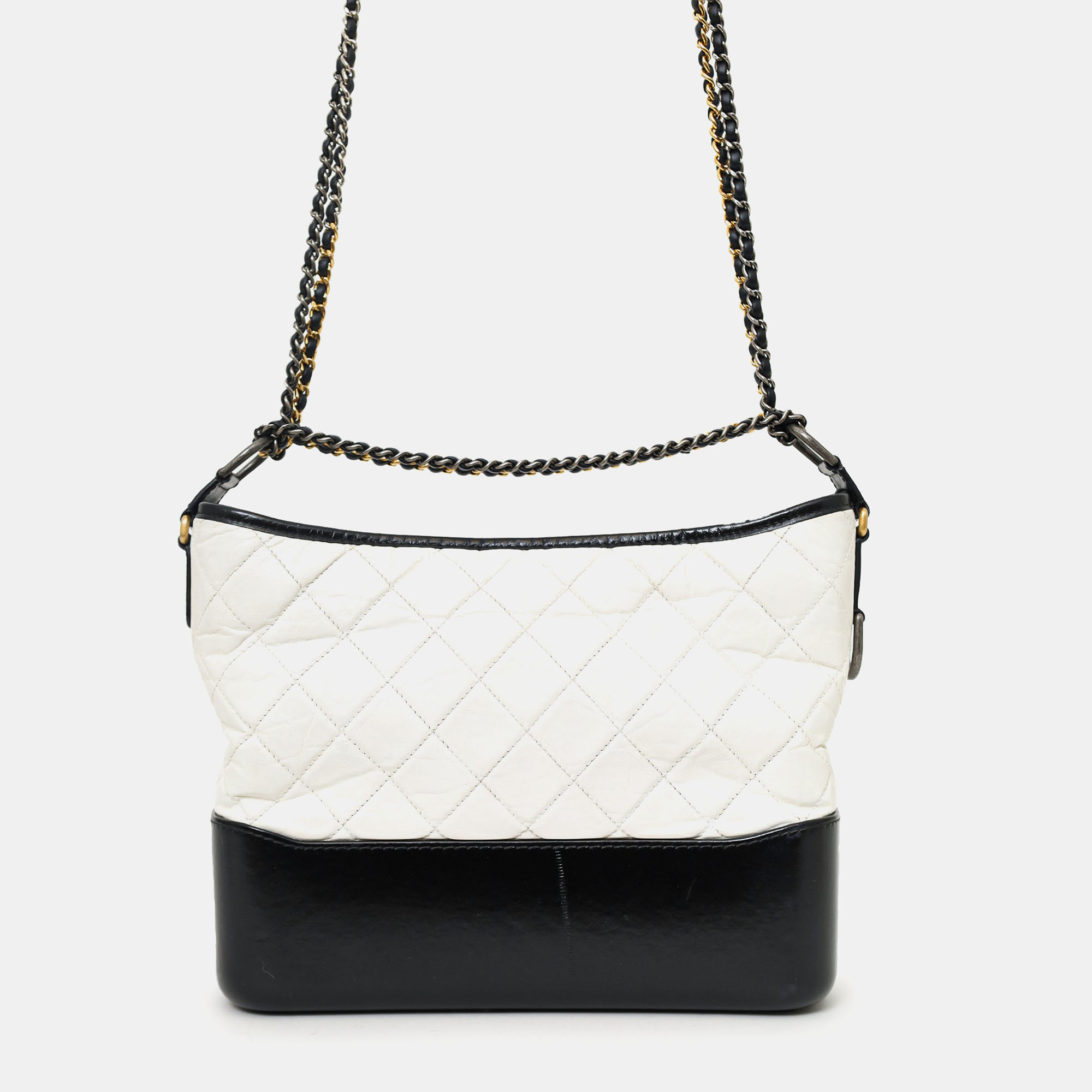 

Chanel 2017 Black/White Quilted Lambskin Leather Medium Gabrielle Bag