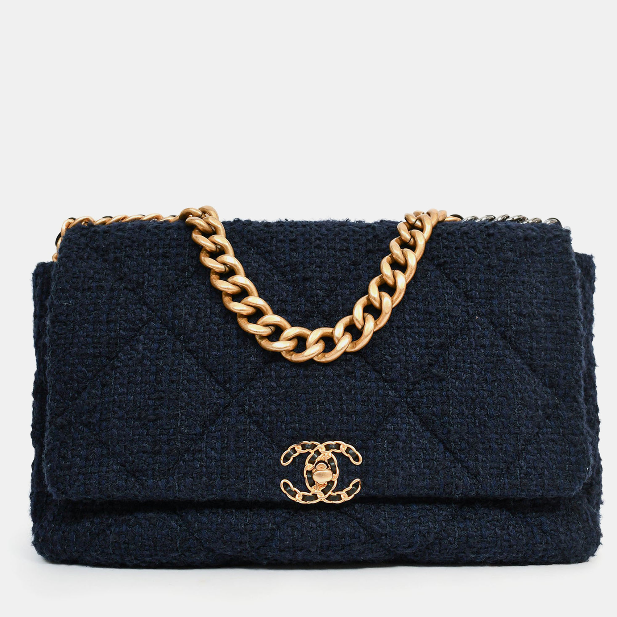 

Chanel 2020 Navy Tweed Large Chanel 19 Shoulder Bag, Navy blue