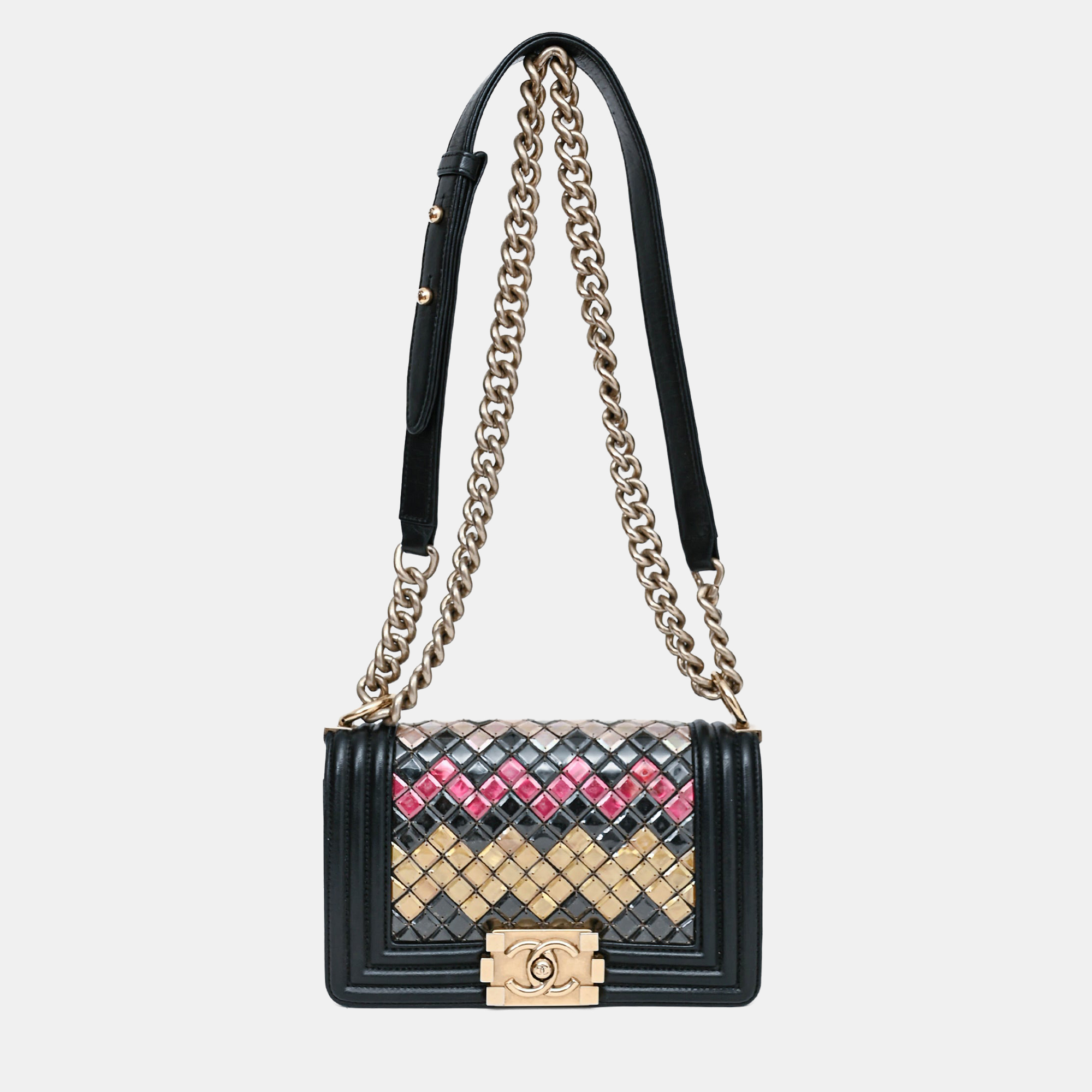 

Chanel 2015-16 Black Leather Small Brasserie Mosaic Boy Bag