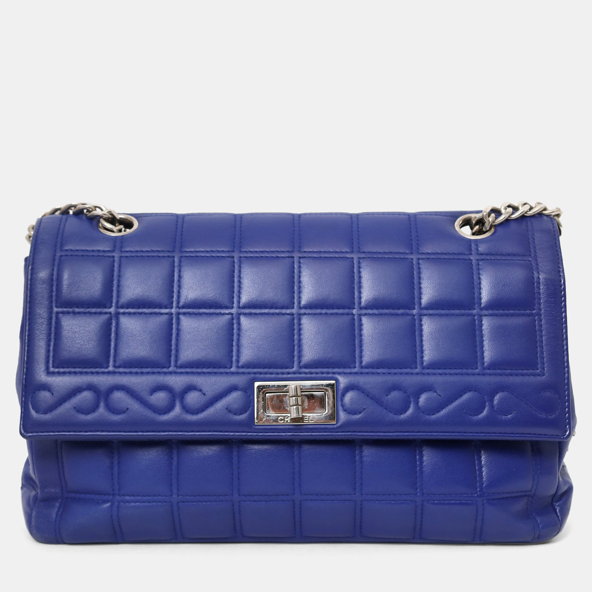 

Chanel 2000-02 Blue Chocolate Bar Mademoiselle 255 Reissue Flap Bag