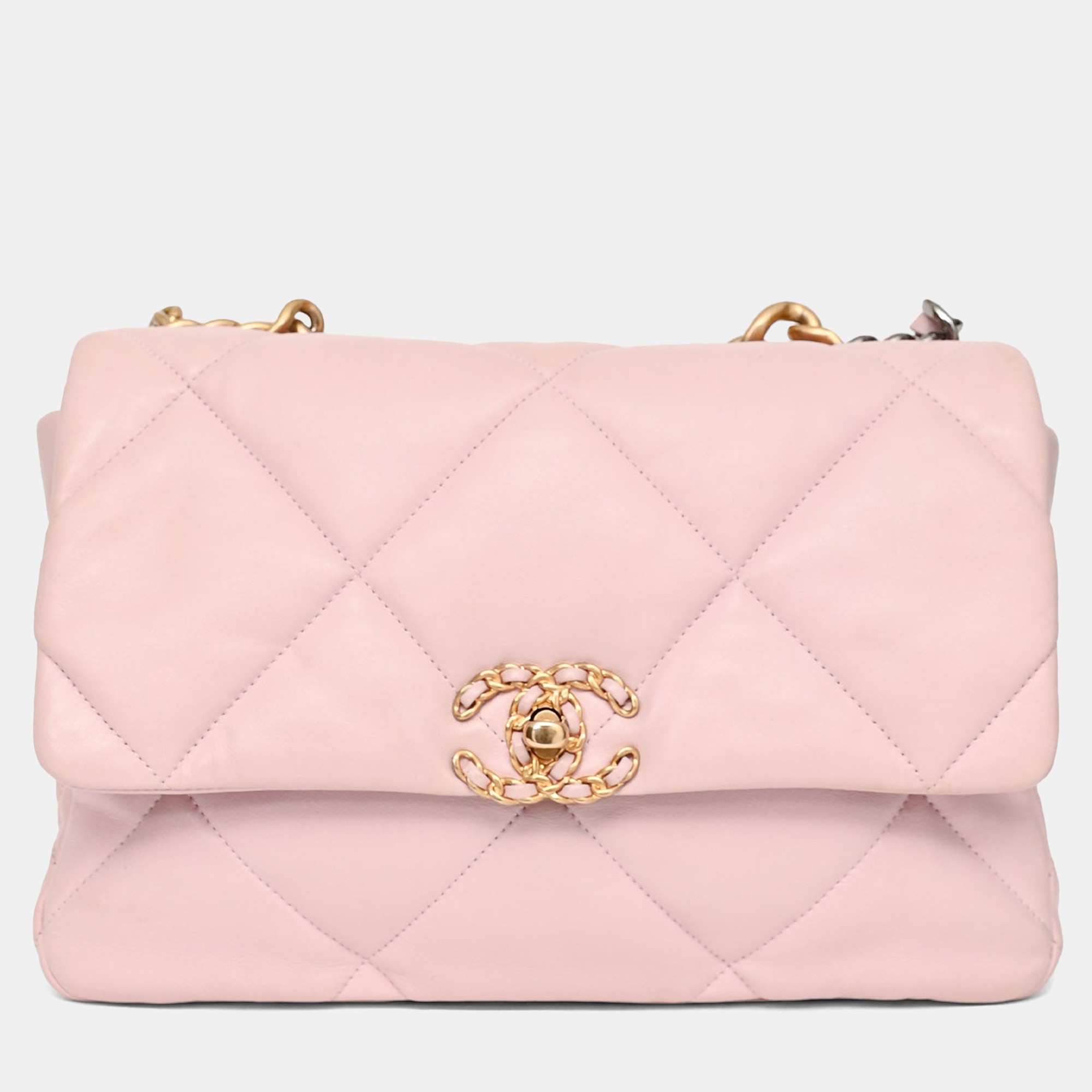 

Chanel 2021 Light Pink Lambskin Leather Large 19 Chain Bag