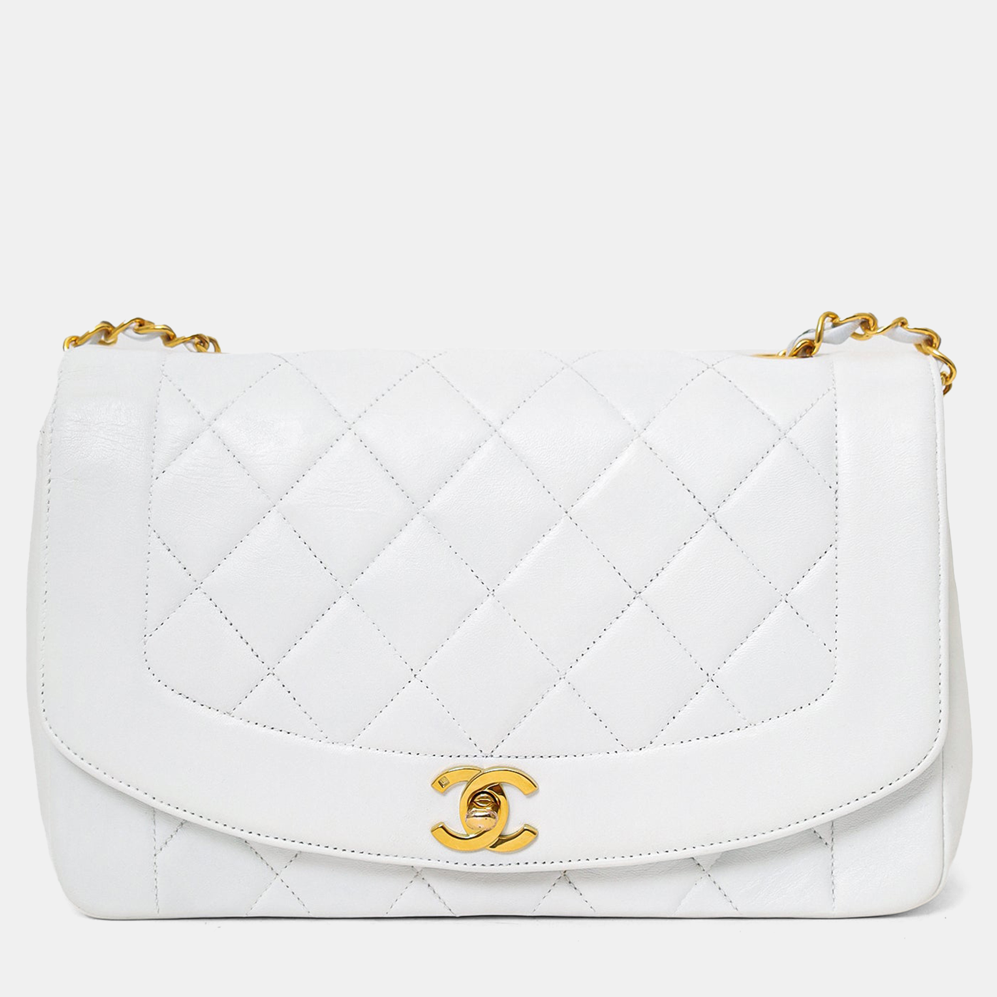 

Chanel 1994-96 White Lambskin Medium Diana Shoulder Bag (Refurbished)