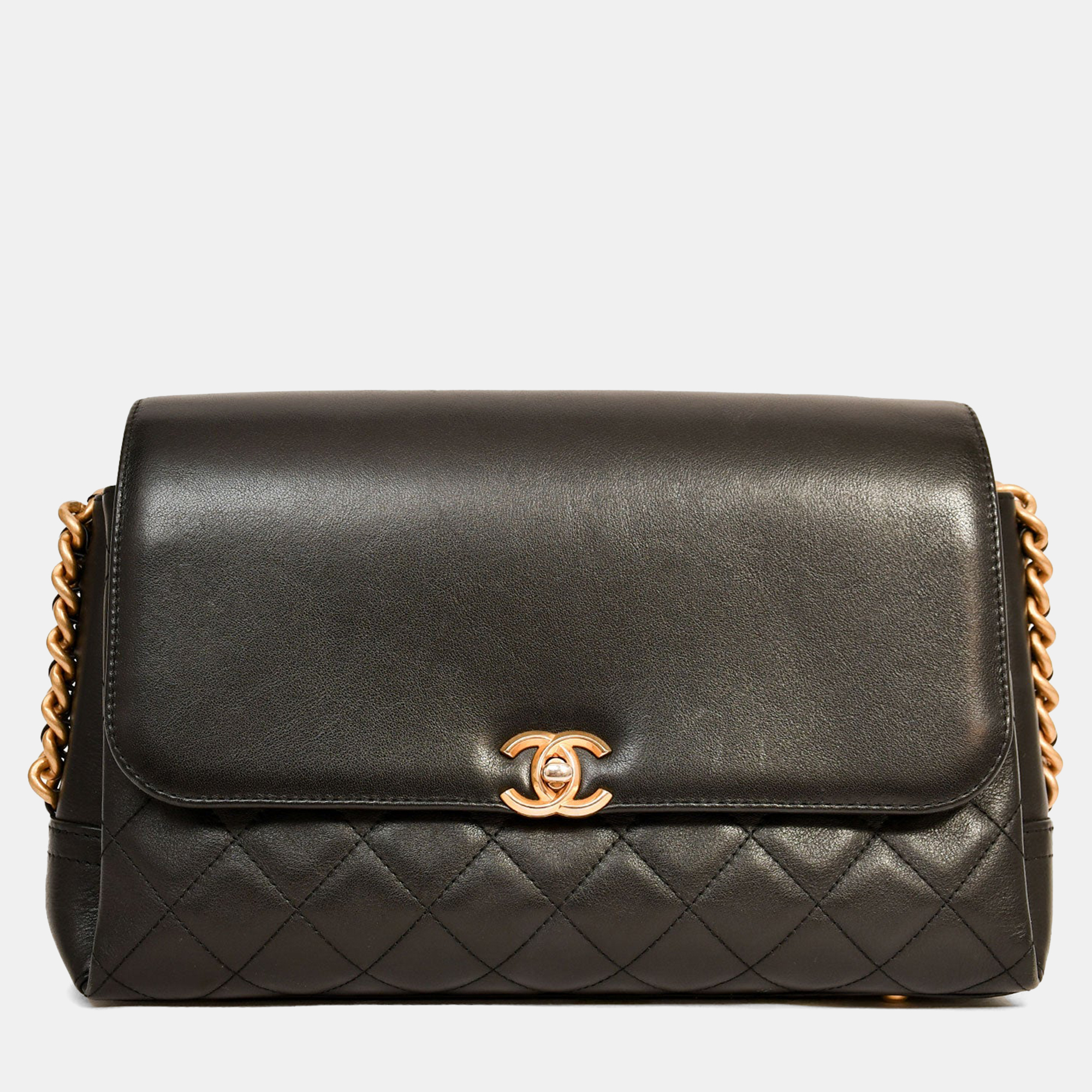 

Chanel 2019-20 Black Leather Side Chain Large CC Crossbody Bag