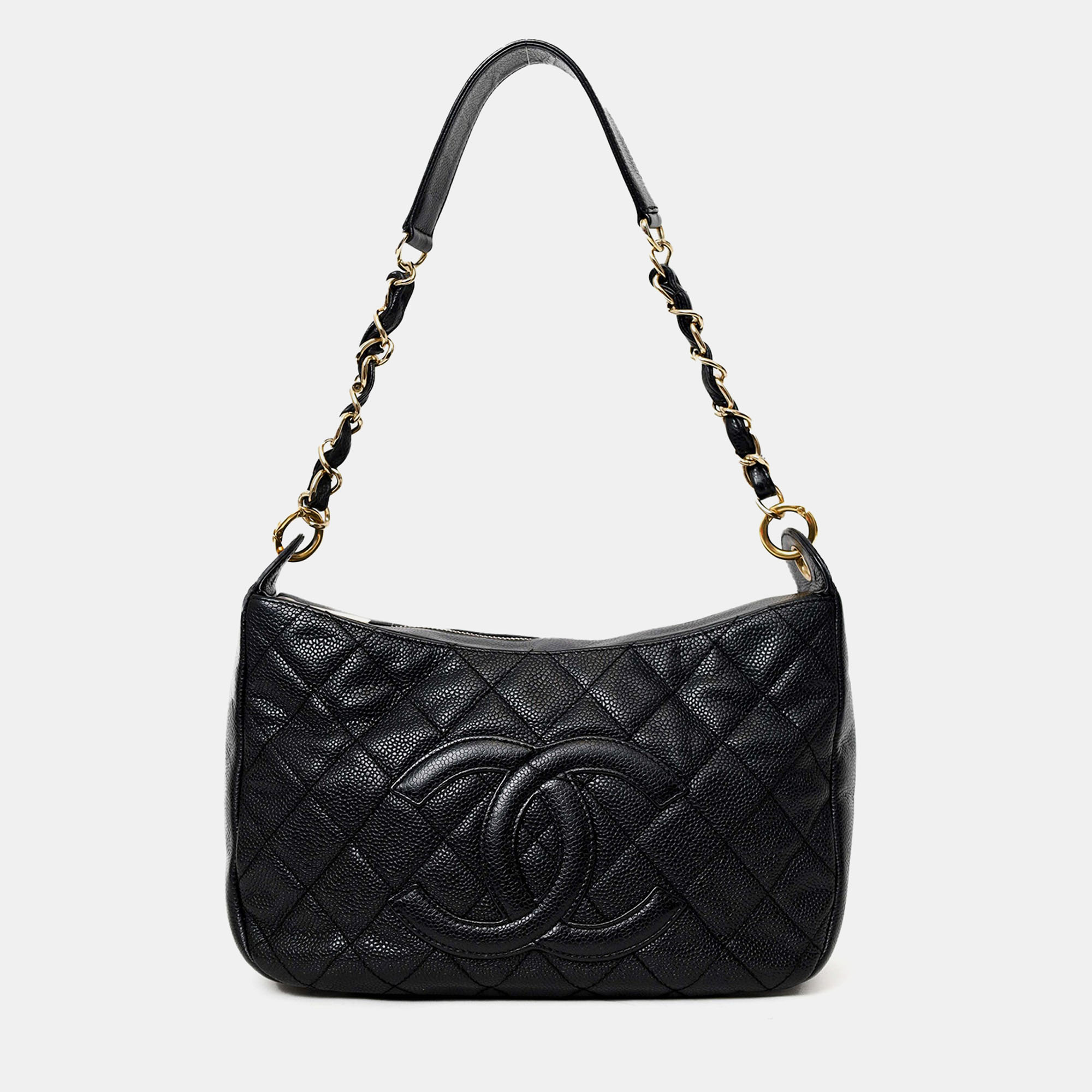 

Chanel 2002-03 Black Quilted Caviar Leather Timeless Shoulder Bag