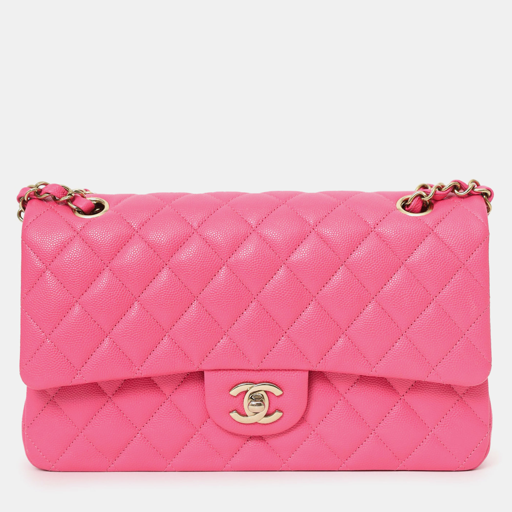 

Chanel Pink Caviar Leather Medium Classic Double Flap Shoulder Bag