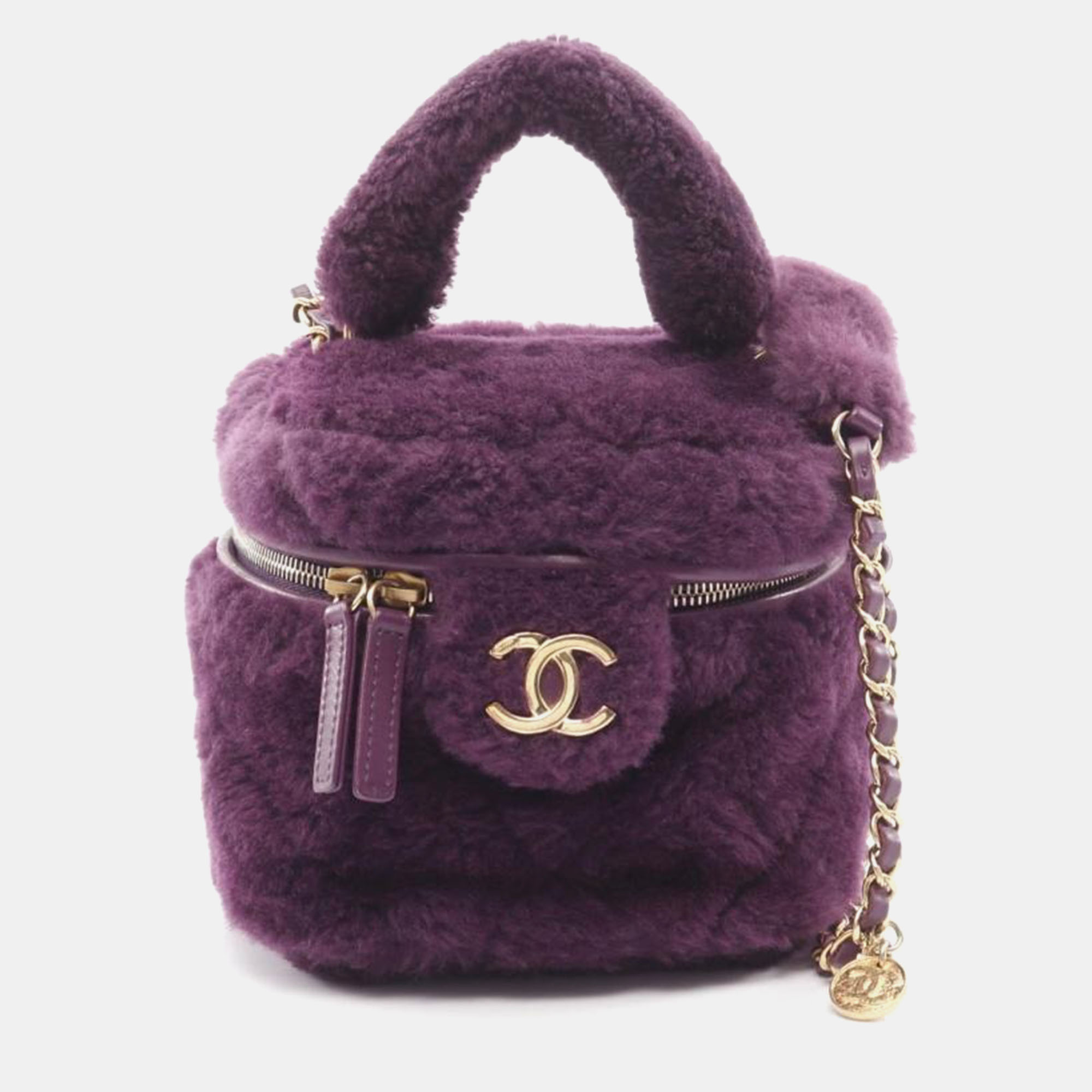 

Chanel CC Vanity Case Purple Shearling Shoulder Bag