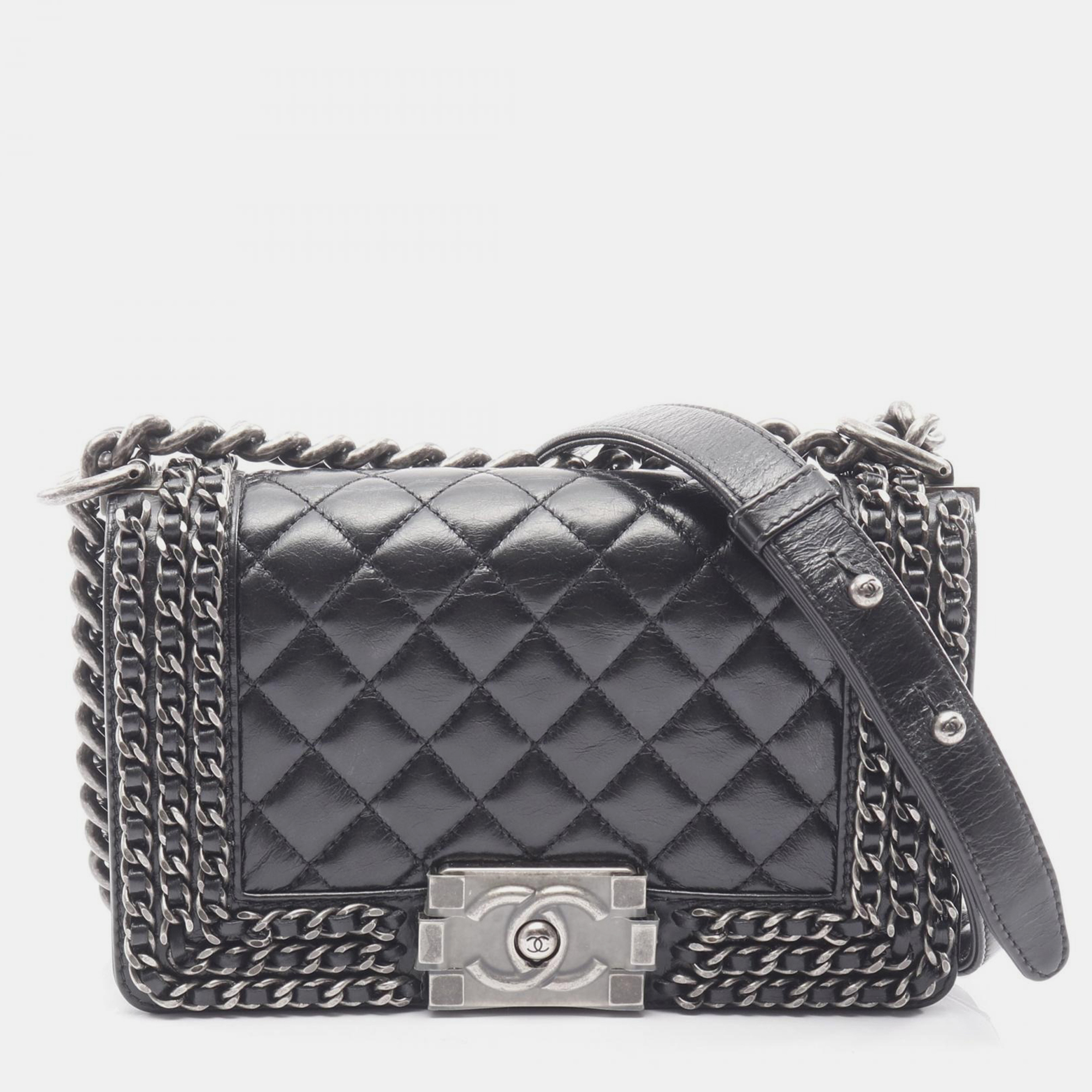 

Chanel Boy Small Black Leather Shoulder Bag