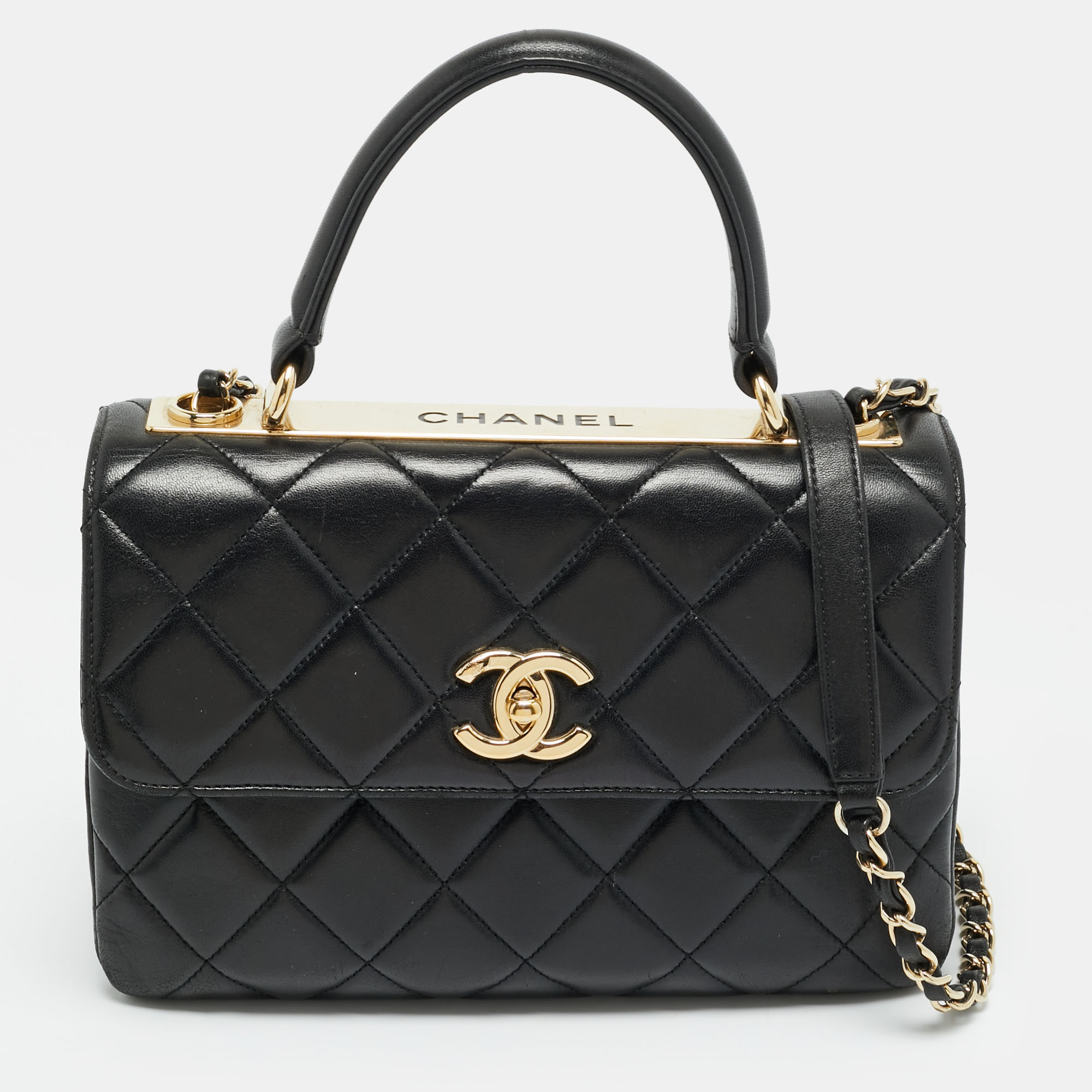 

Chanel Small Trendy CC Black Quilted Leather Top Handle Bag