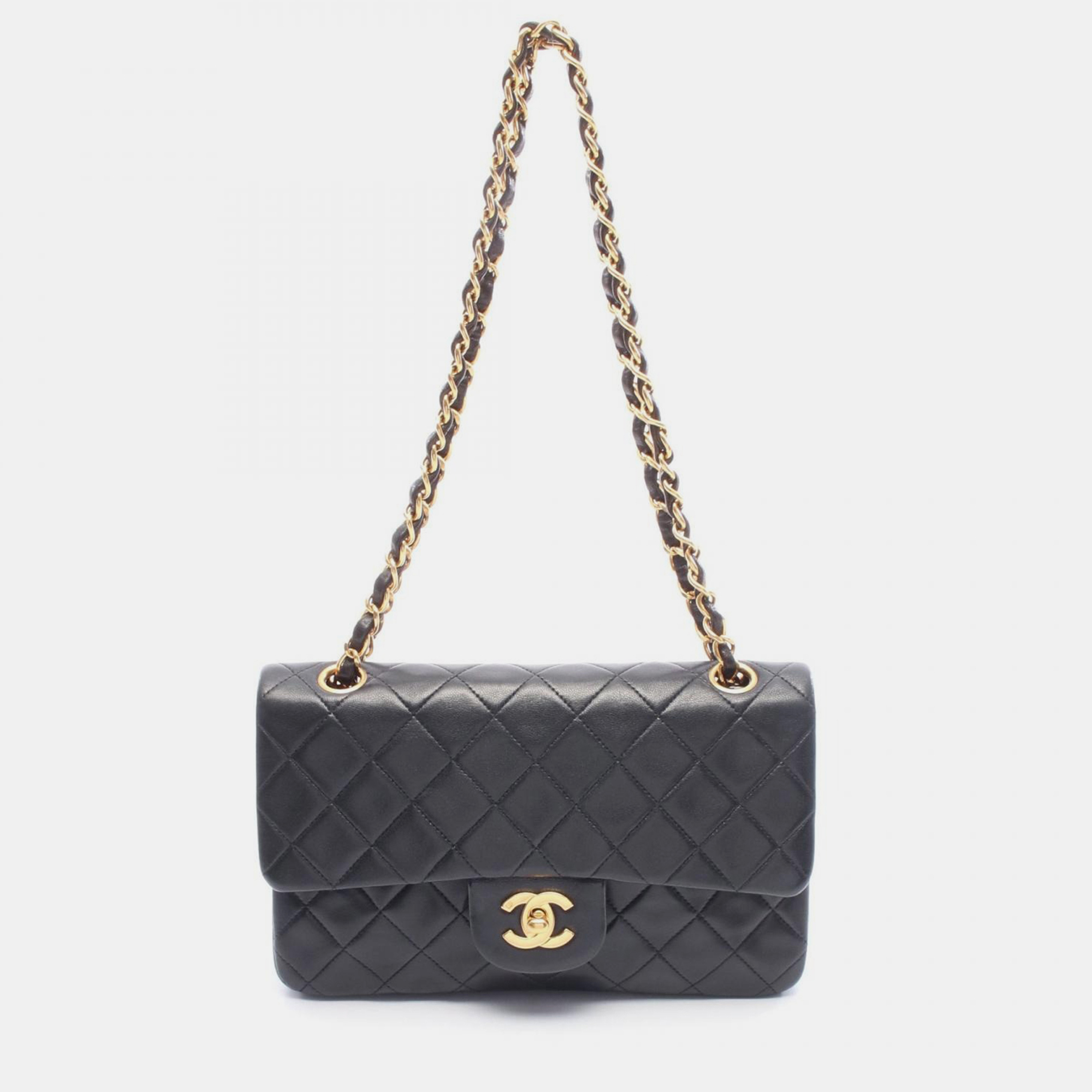 

Chanel Classic Double Flap  Lambskin Leather Shoulder Bag, Black