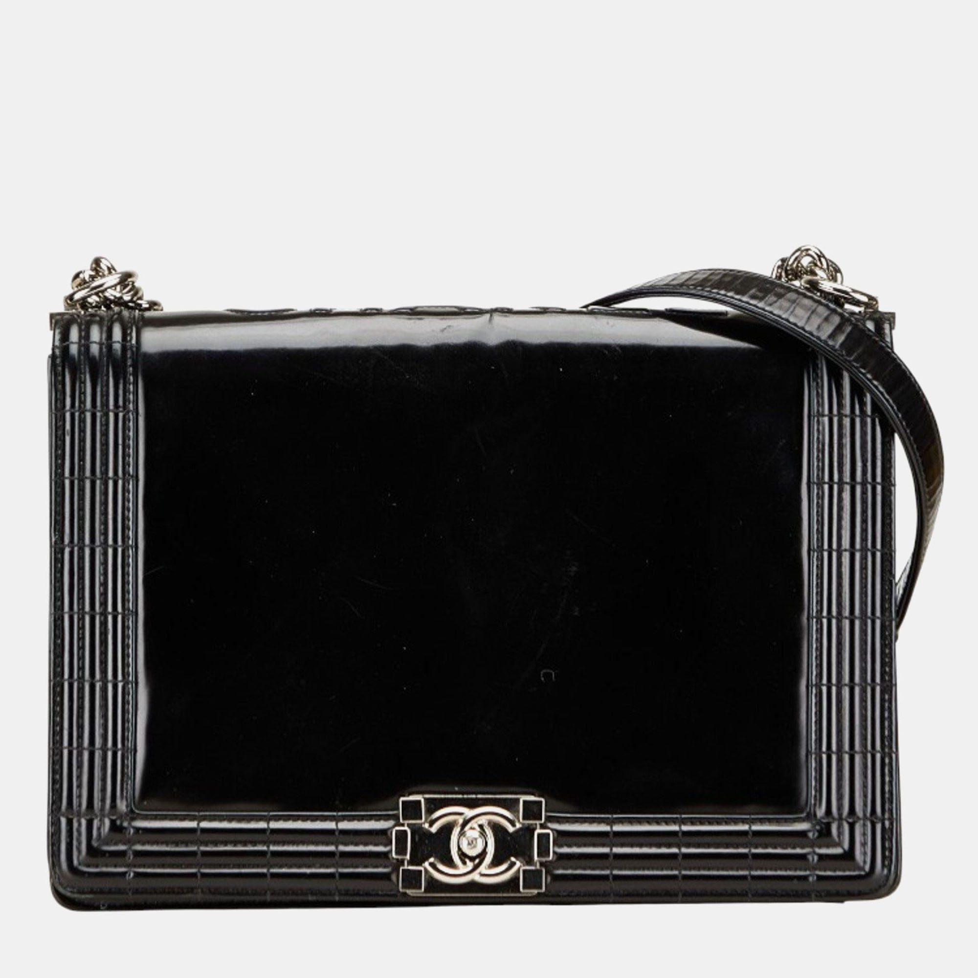 

Chanel Boy Chanel Shoulder Bag In Black Patent Leather