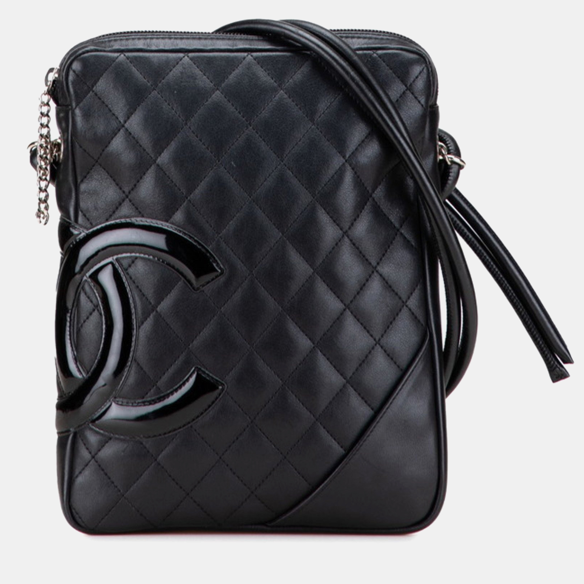 

Chanel Cambon Line Coco Mark Crossbody Shoulder Bag In Black Calfskin Patent Leather