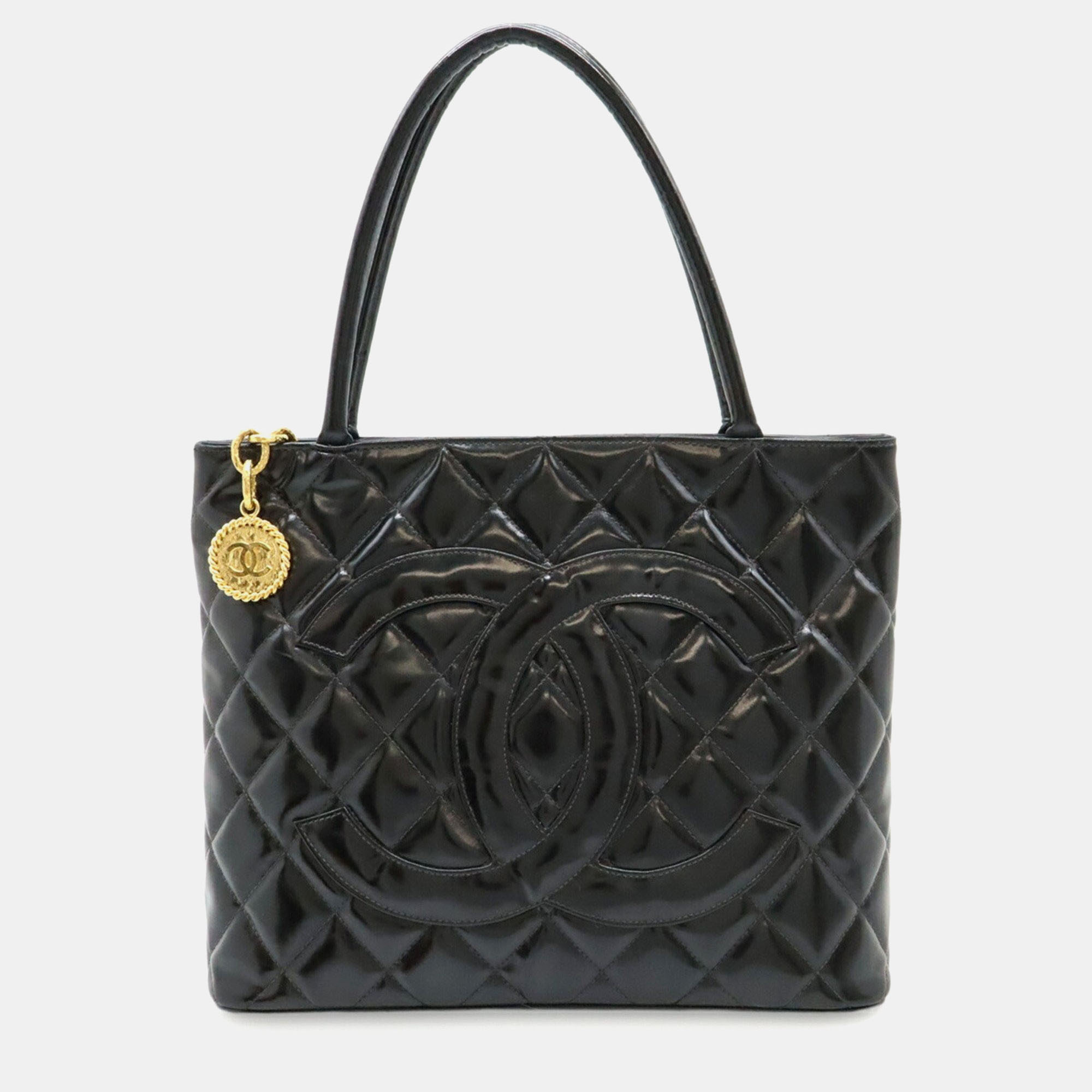 

Chanel Matelasse Coco Mark Reissue Tote Bag Shoulder In Enamel And Patent Leather Black