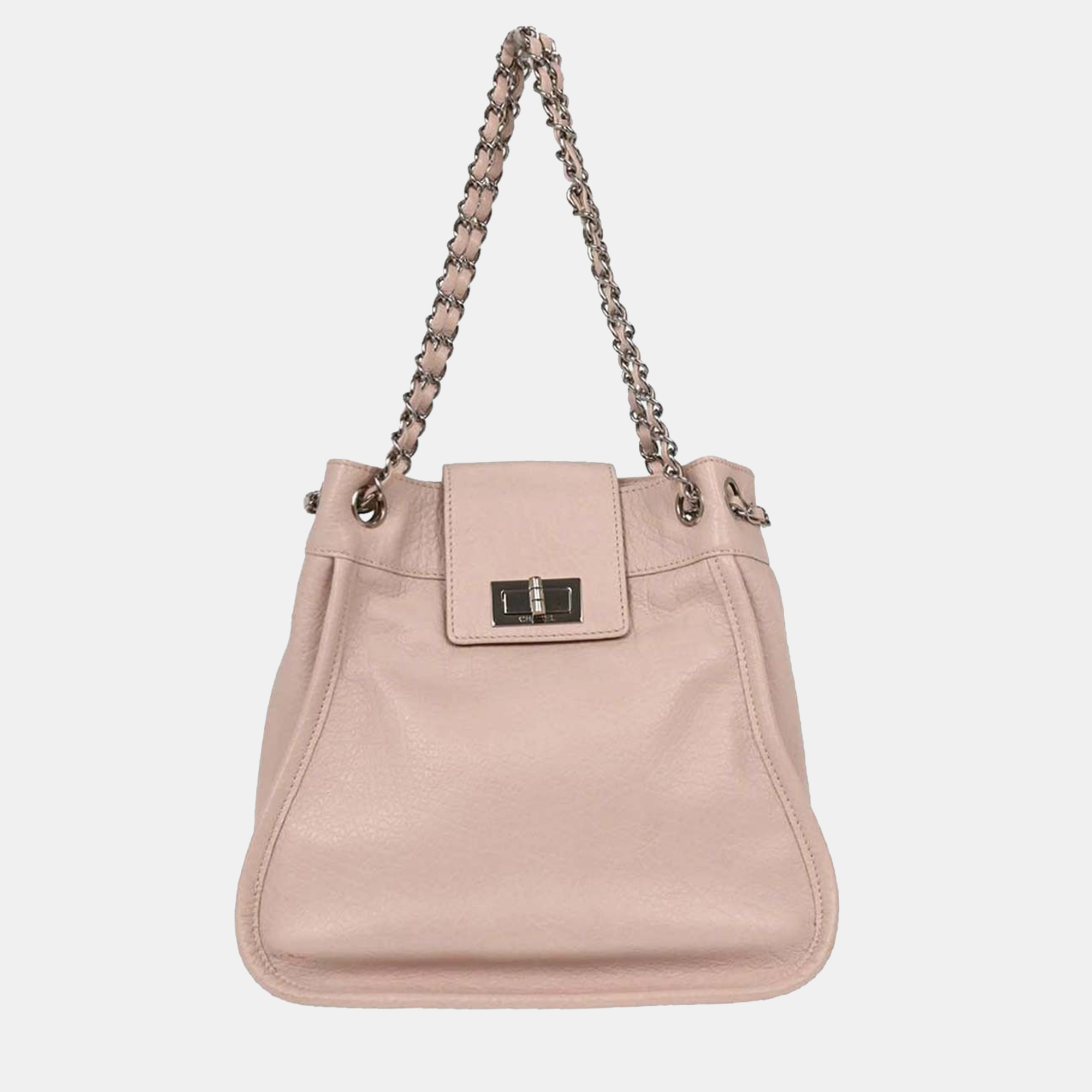 

Chanel Light Pink Calfskin Mademoiselle Lock Shoulder Tote Bag