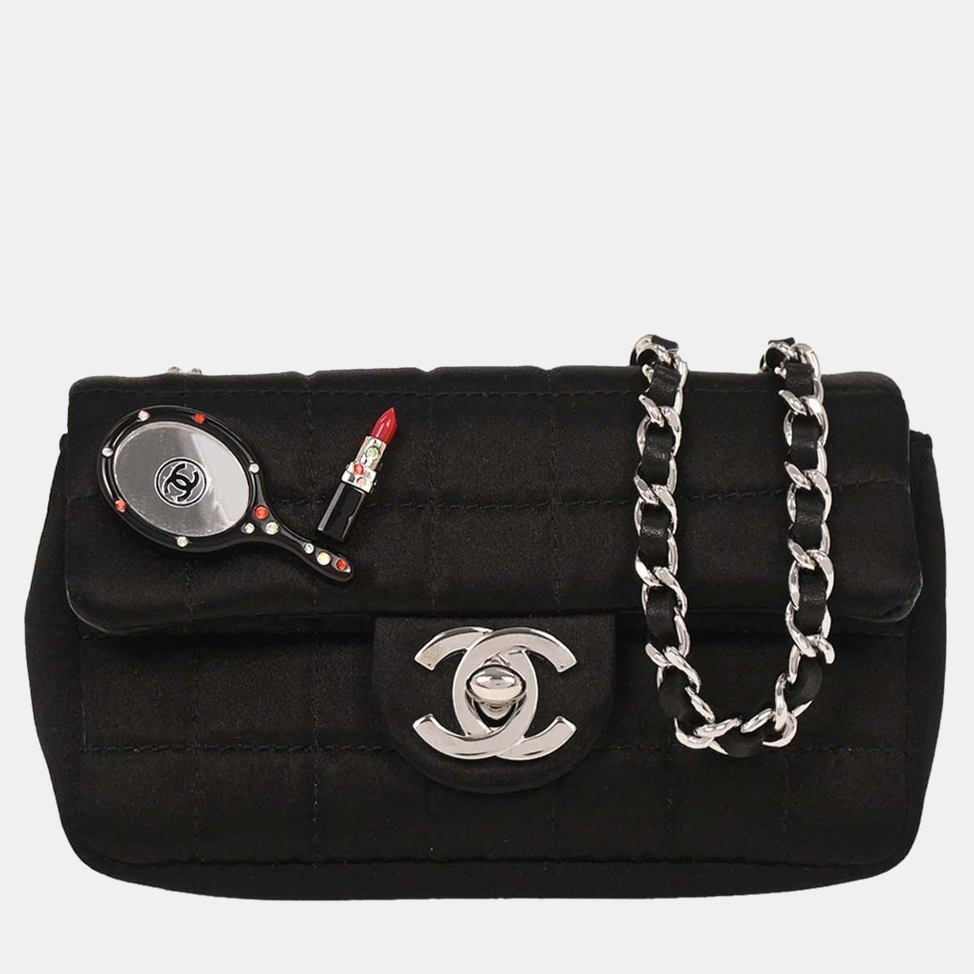 

Chanel Black Satin Choco Bar Lipstick Shoulder Bag