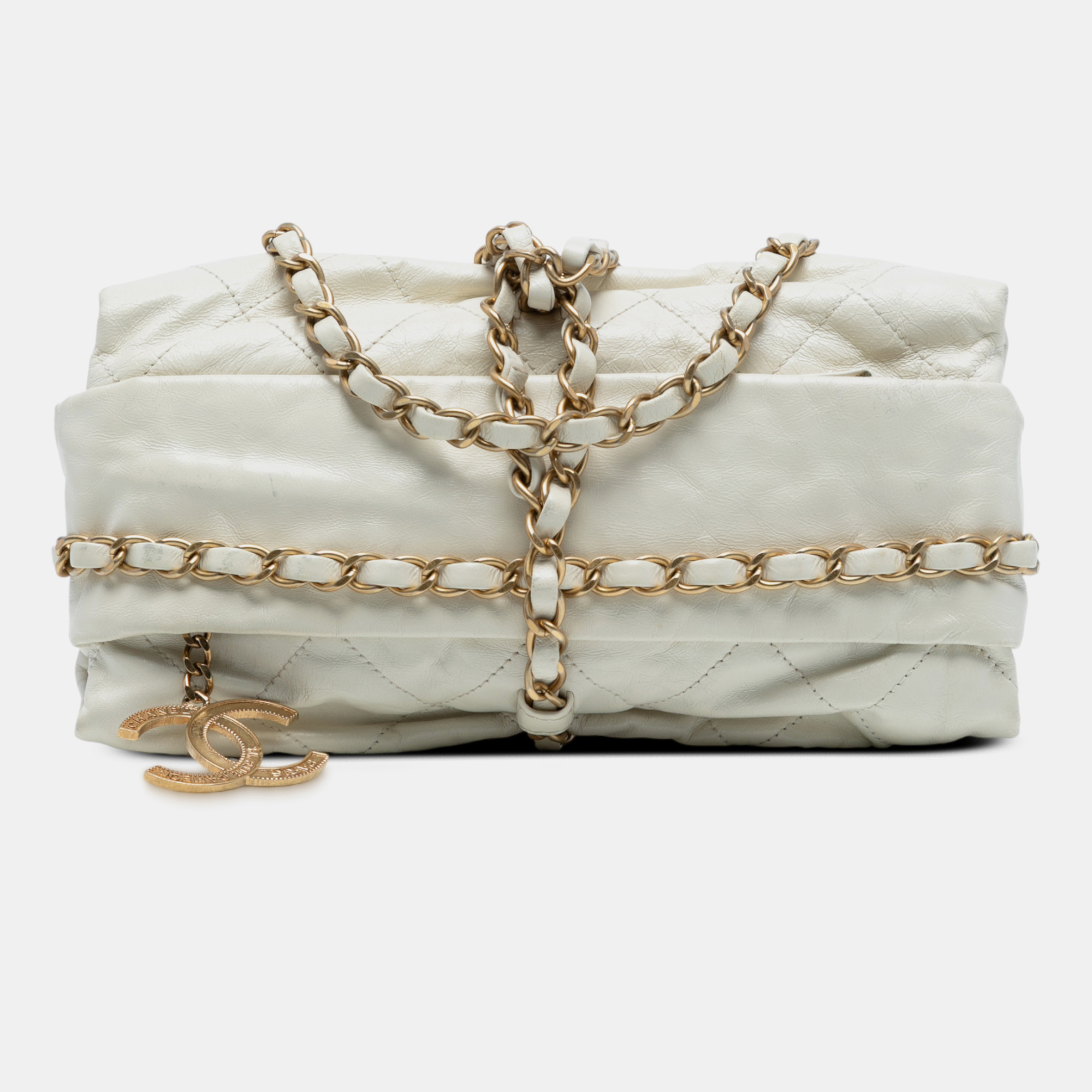 

Chanel White Quilted Calfskin Midnight Swim Baluchon Bag