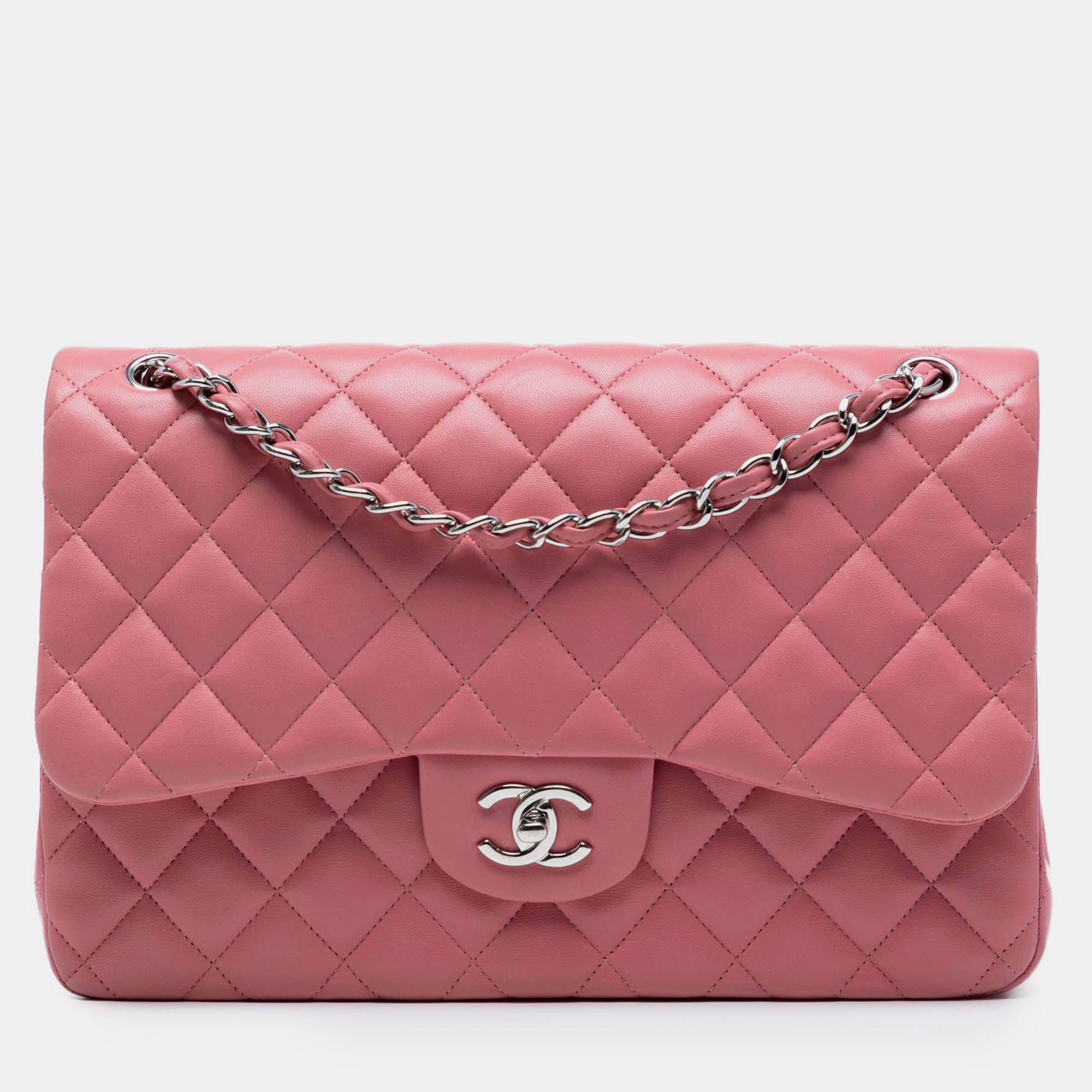 

Chanel Pink Jumbo Classic Lambskin Double Flap