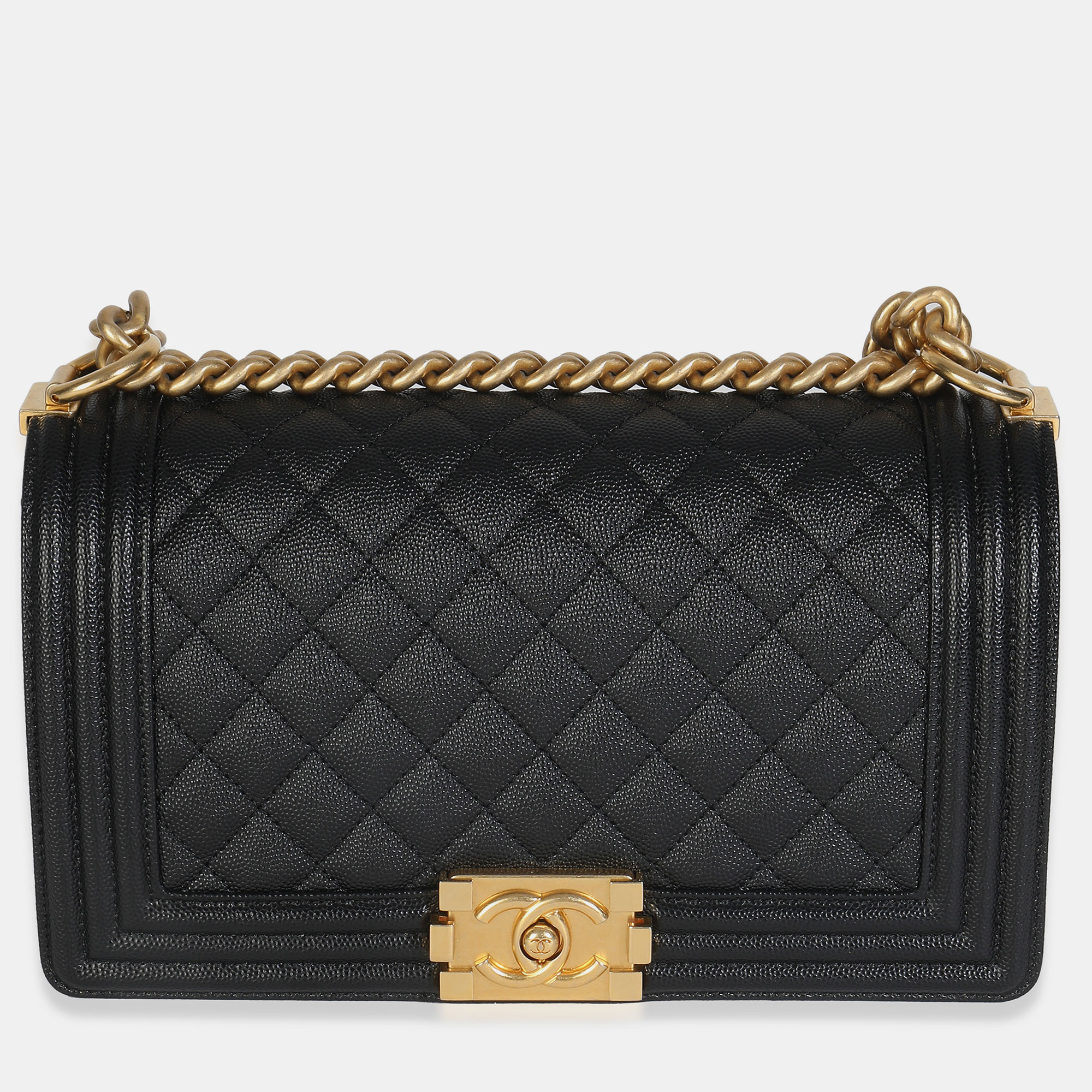 

Chanel Black Quilted Caviar Medium Boy HandBag