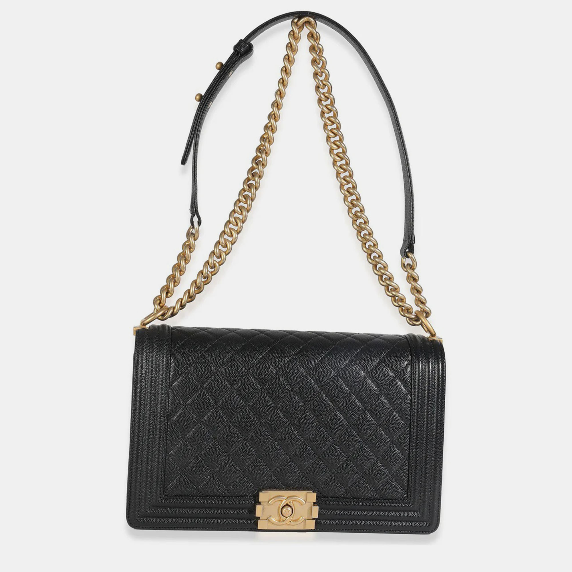 

Chanel Black Quilted Caviar New Medium Boy HandBag
